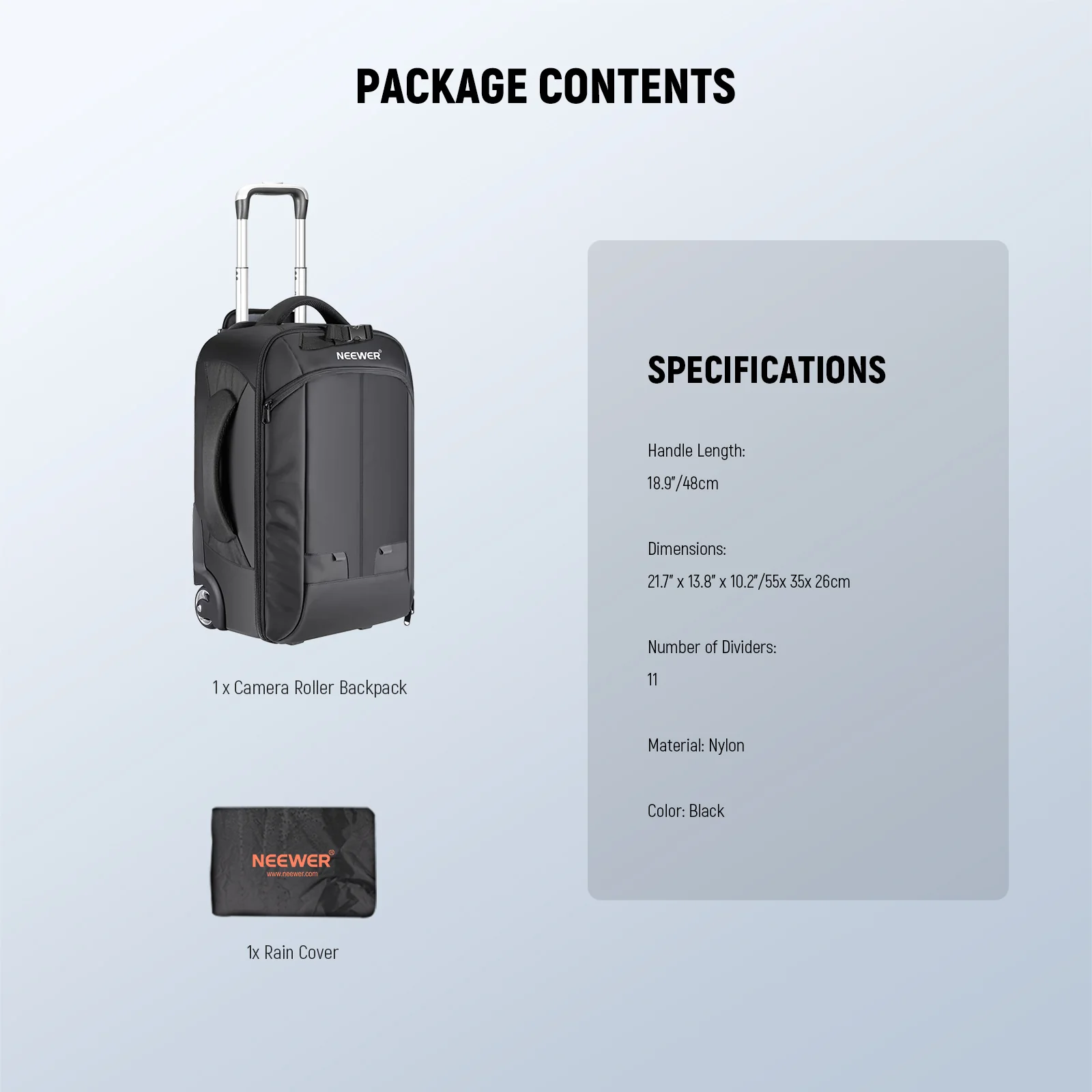 NEEWER 22"x14"x10" 2-in-1 Trolley Backpack - Image 9