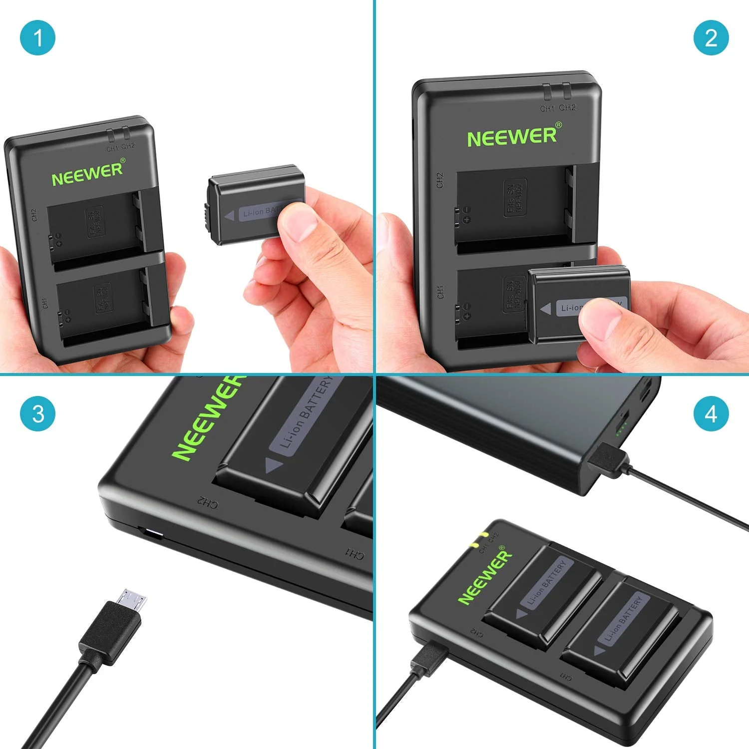 NEEWER NP-FW50 Camera Battery Charger Set for Sony - Image 6