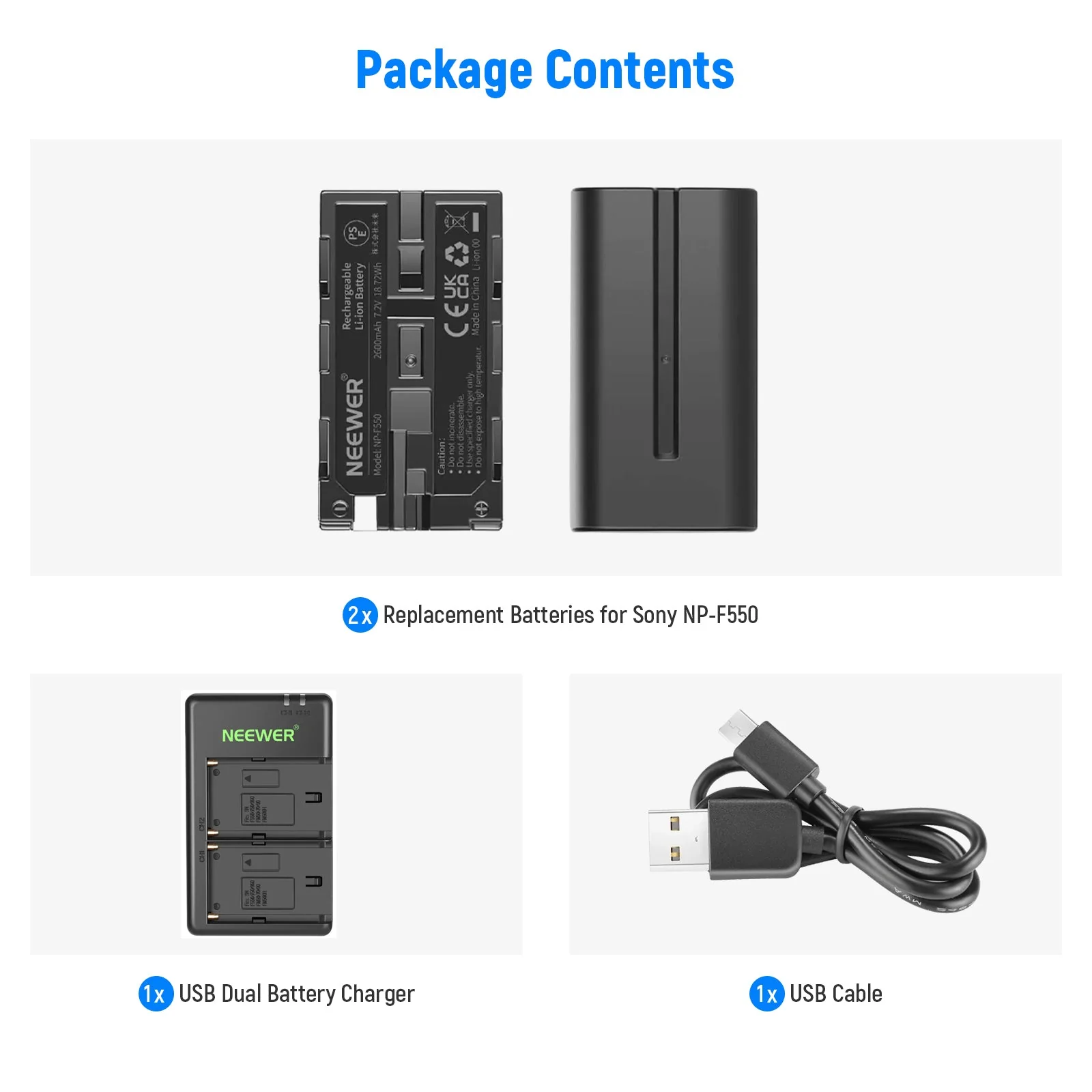 NEEWER NP-F550 Battery Charger Set for Sony - Image 8