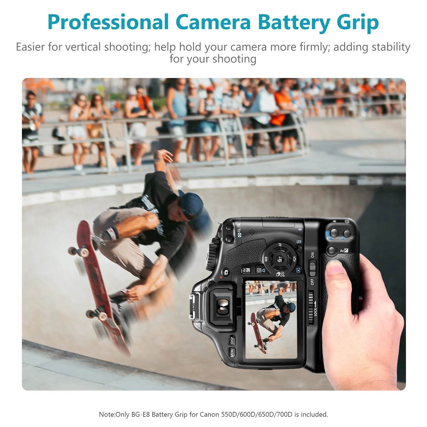 NEEWER BG-E8 Replacement Battery Grip for Canon EOS 550D/600D/650D/700D Rebel T2i/T3i/T4i/T5i - Image 6