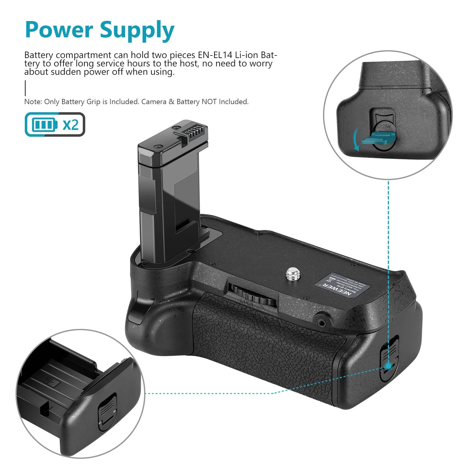 NEEWER BG-2F Battery Grip for Nikon D3100/D3200/D3300/D5300 - Image 4