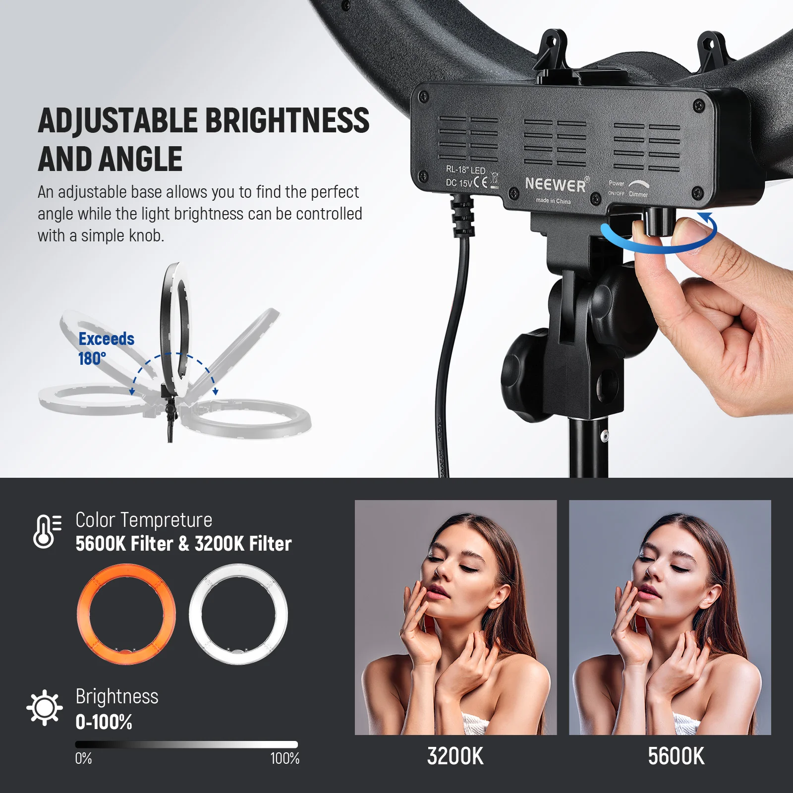 NEEWER RL-18 18 Inch LED Ring Light Kit - Image 3