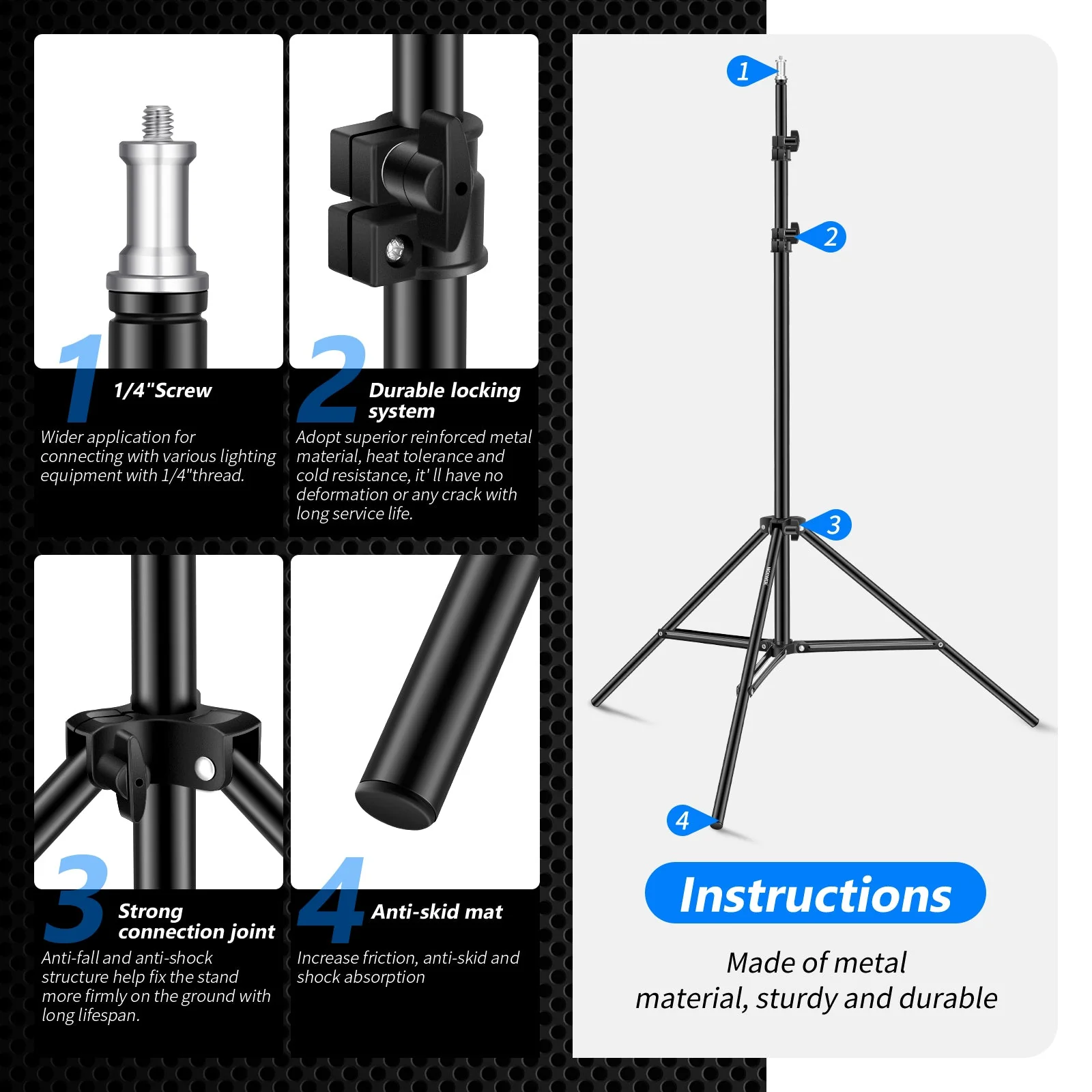NEEWER ST-200 200cm Photography Light Stand - Image 6