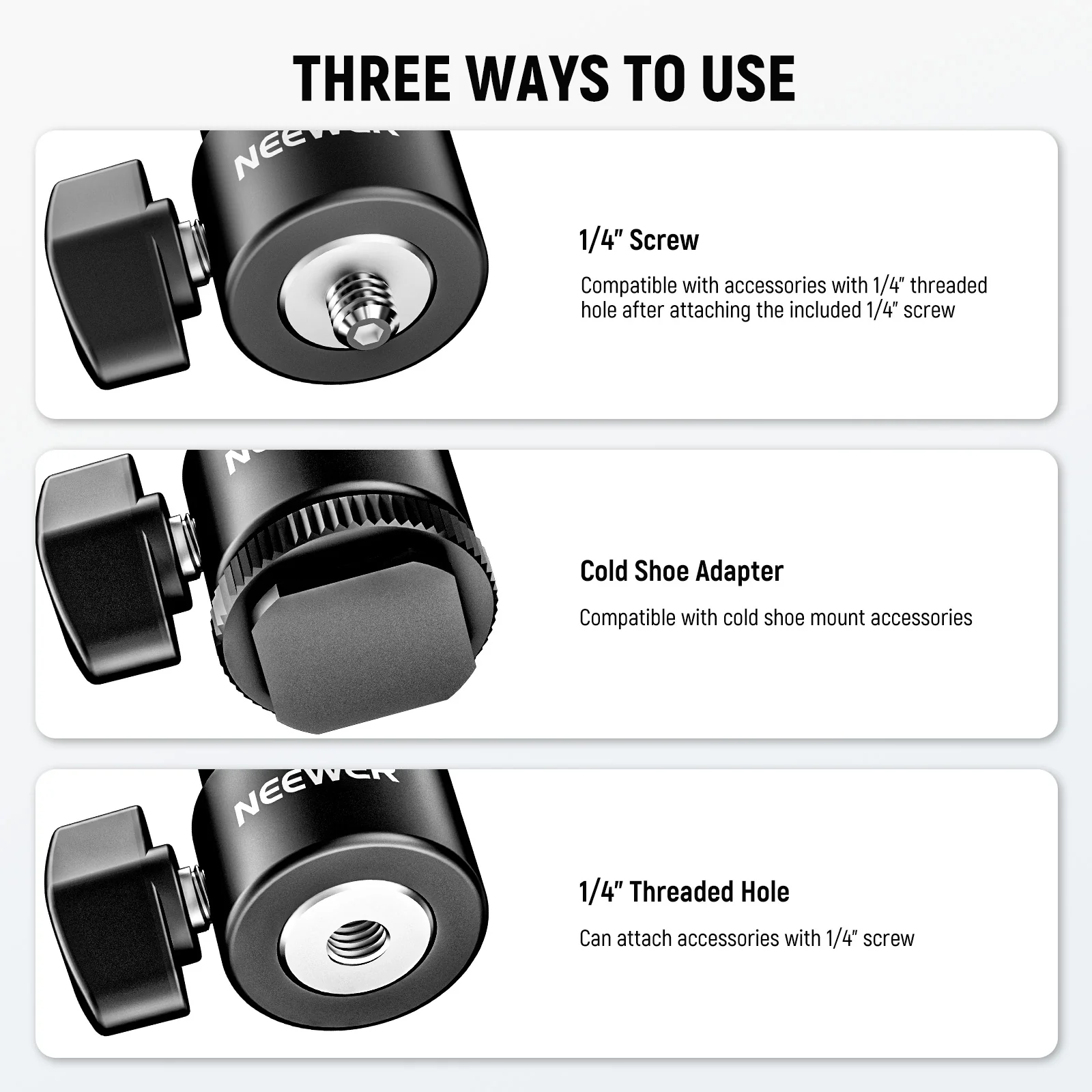 NEEWER 2 Pack 1/4” Camera Hot Shoe Mount - Image 3