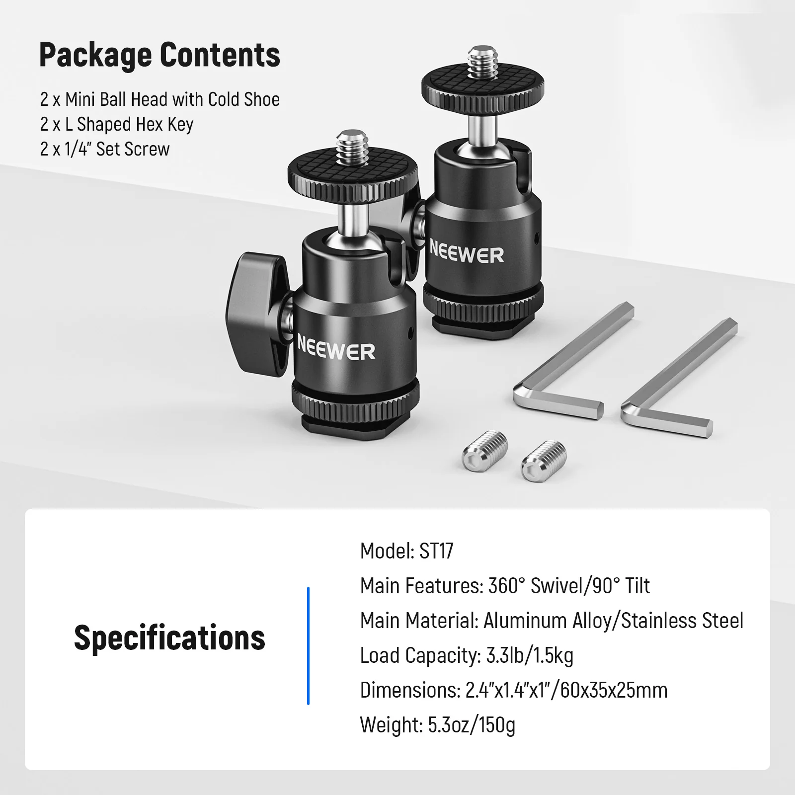 NEEWER 2 Pack 1/4” Camera Hot Shoe Mount - Image 7