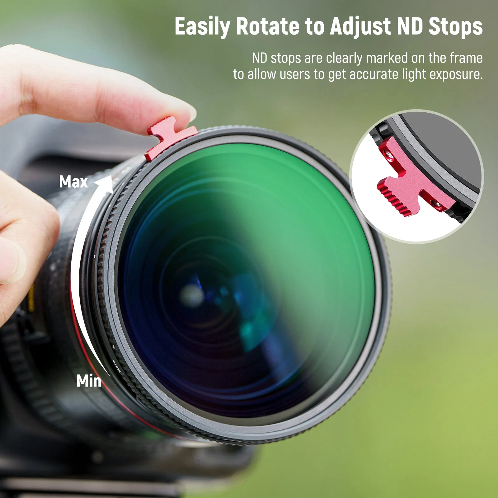 NEEWER 2 in 1 Black Diffusion 1/4 Effect with ND2-ND32 Variable ND Filter - Image 6