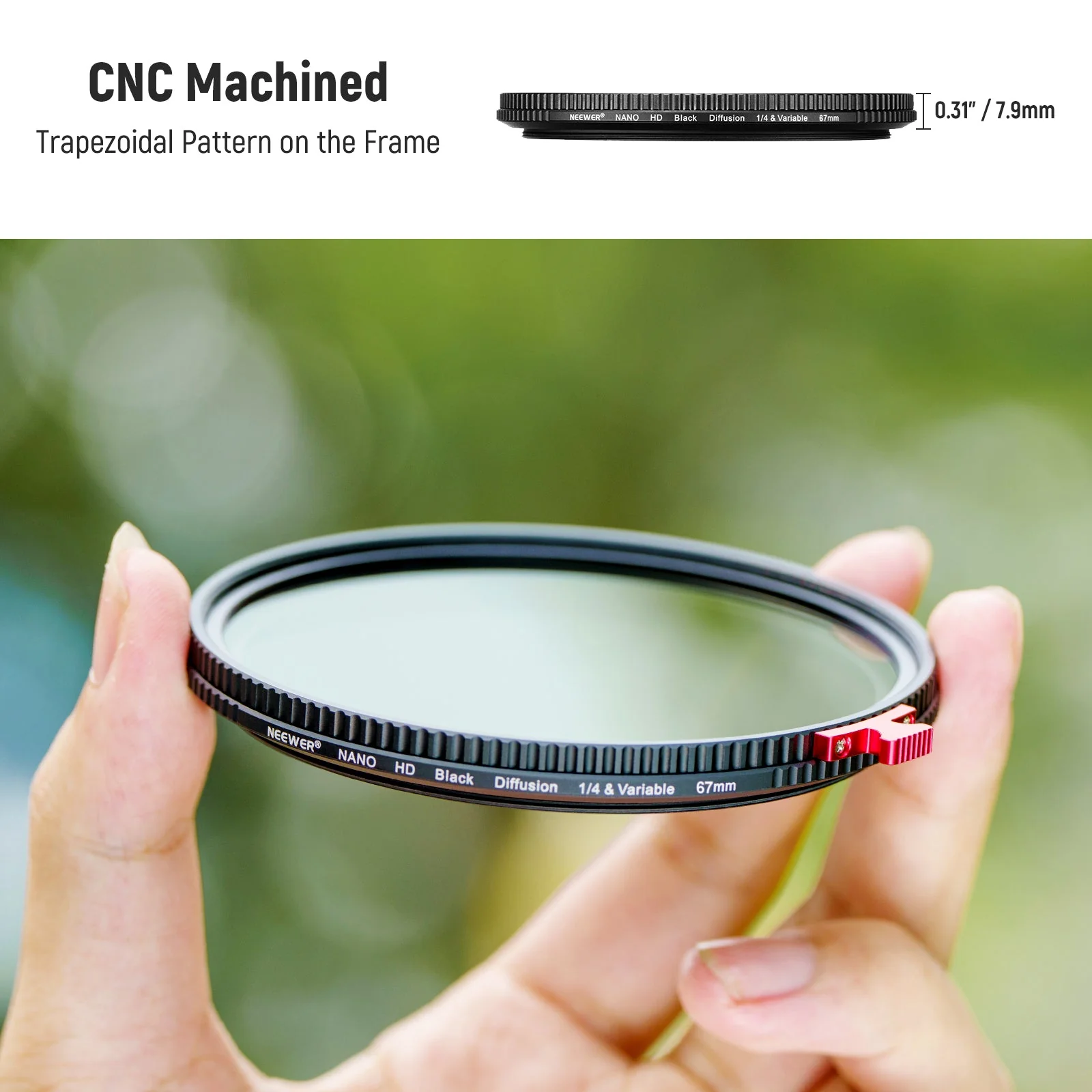 NEEWER 2 in 1 Black Diffusion 1/4 Effect with ND2-ND32 Variable ND Filter - Image 8