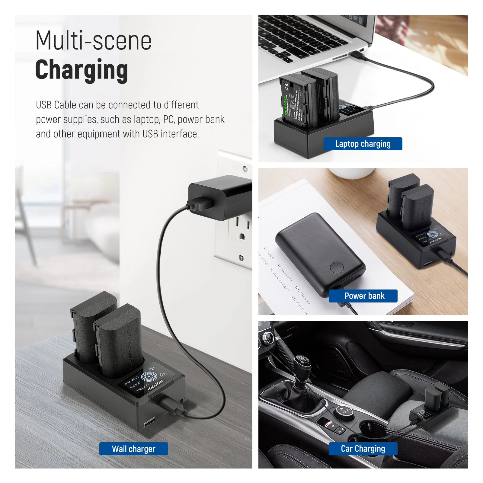 NEEWER 2-Pack LP-E6NH 2250mAh R6 II Canon Replacement Batteries Charger Set - Image 6