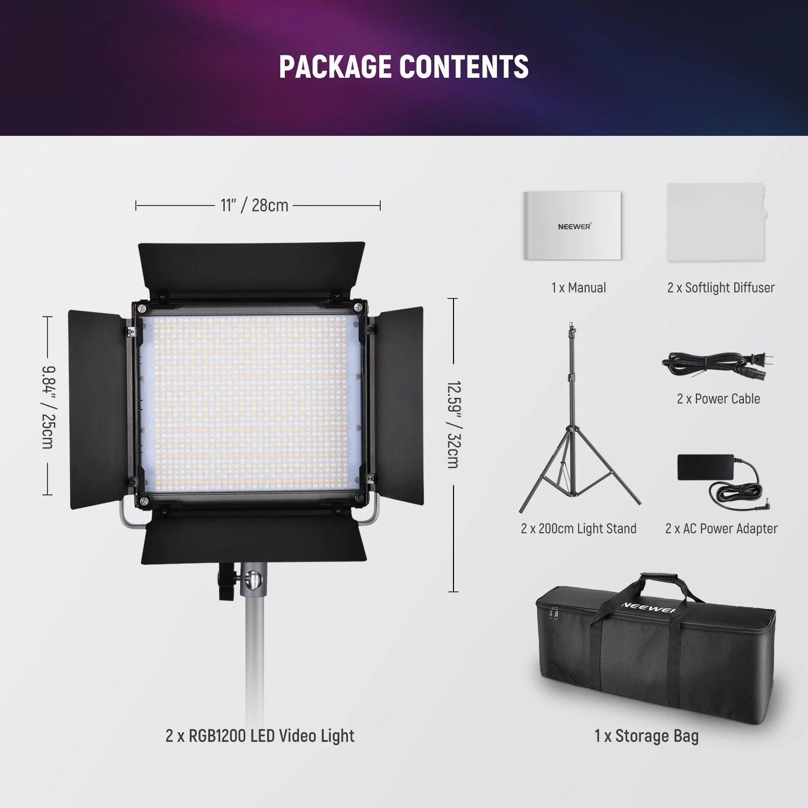 NEEWER 2 Pack RGB1200 LED Video Light - Image 9