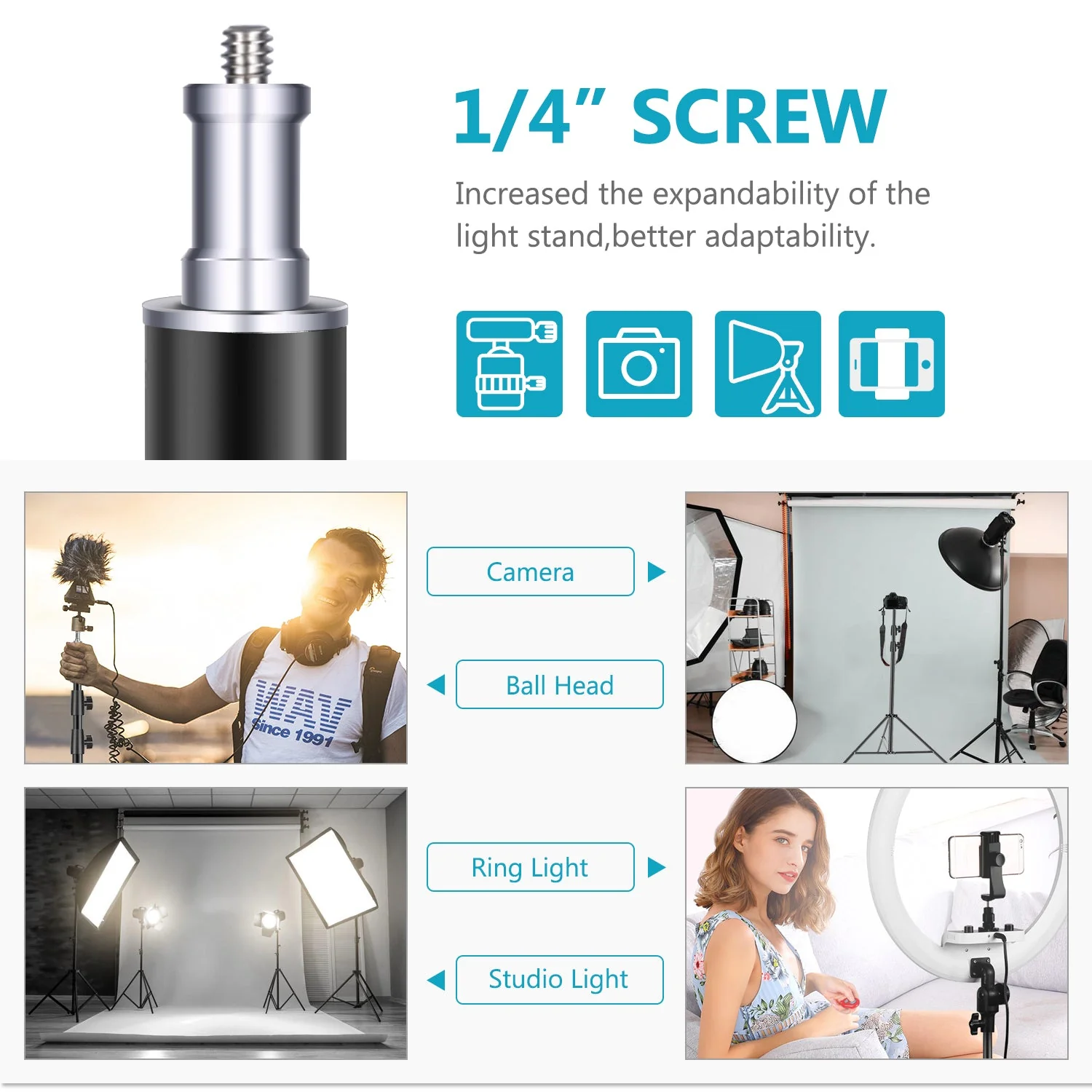 NEEWER ST-300SB 2 Pack 300cm Light Stand Kit - Image 4