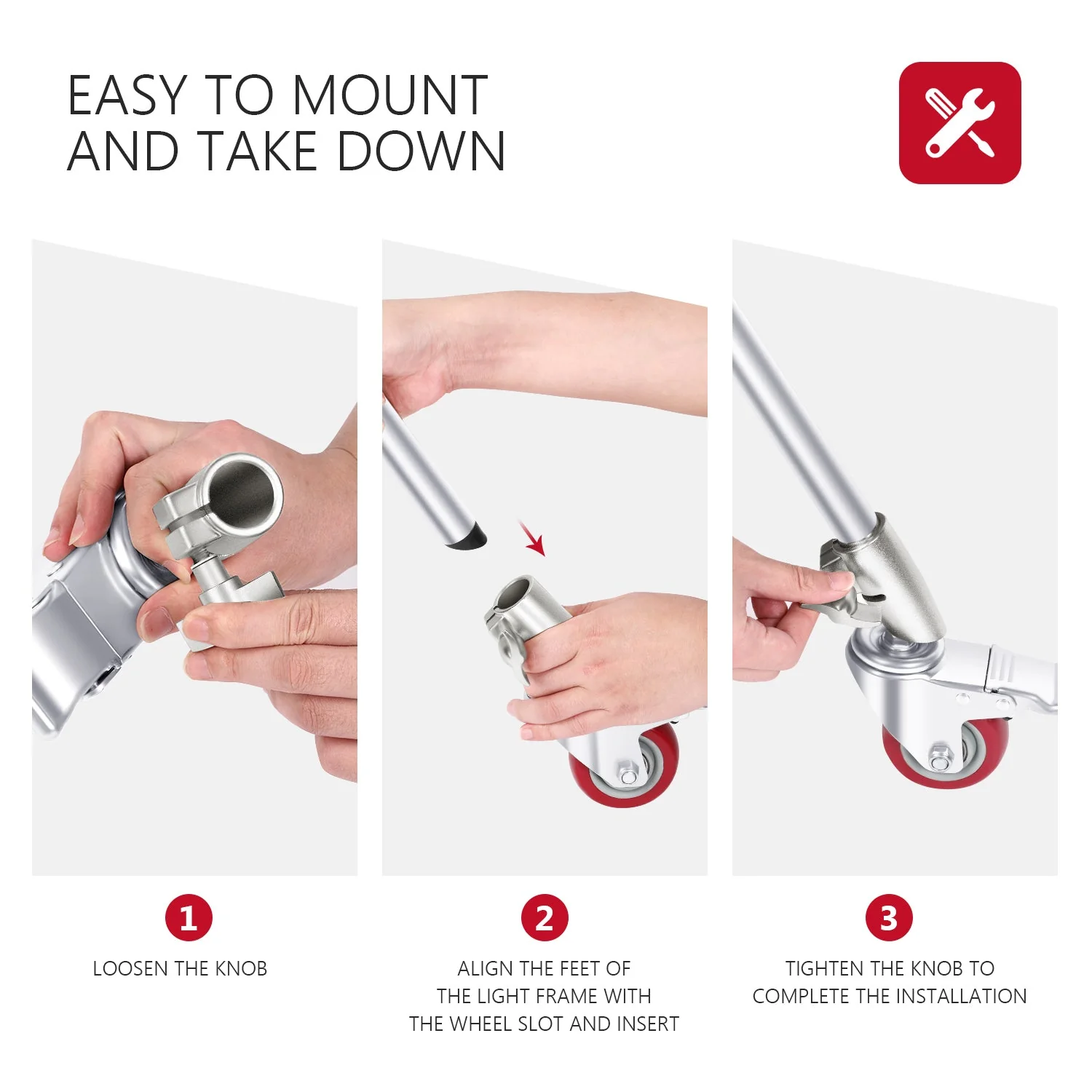 NEEWER 3 Pack Professional Swivel Caster Wheels Set - Image 5