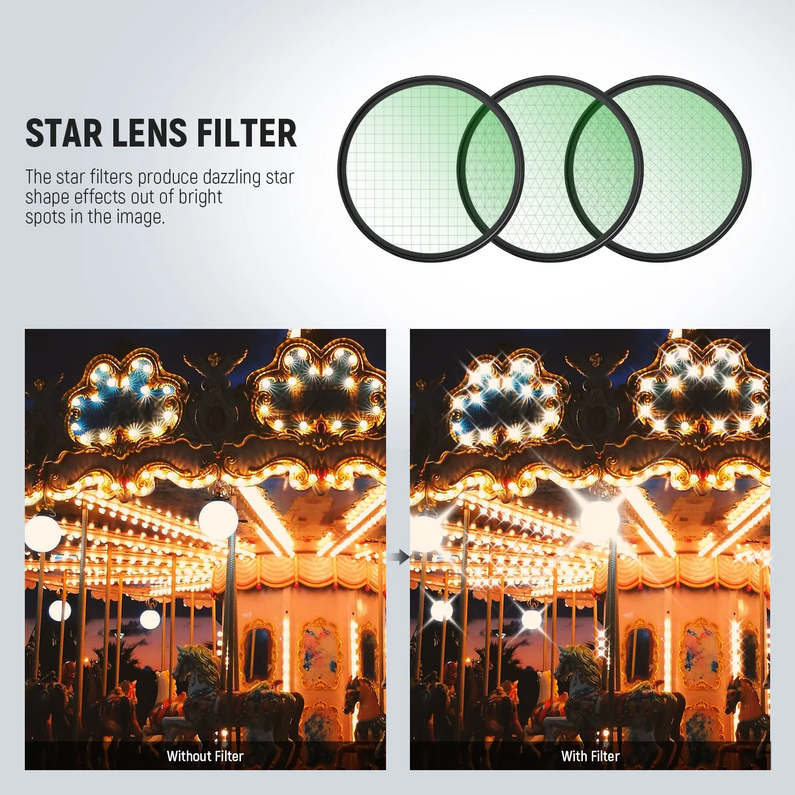 NEEWER 3PCS Star Filters Kit (4, 6, 8 Points) - Image 3