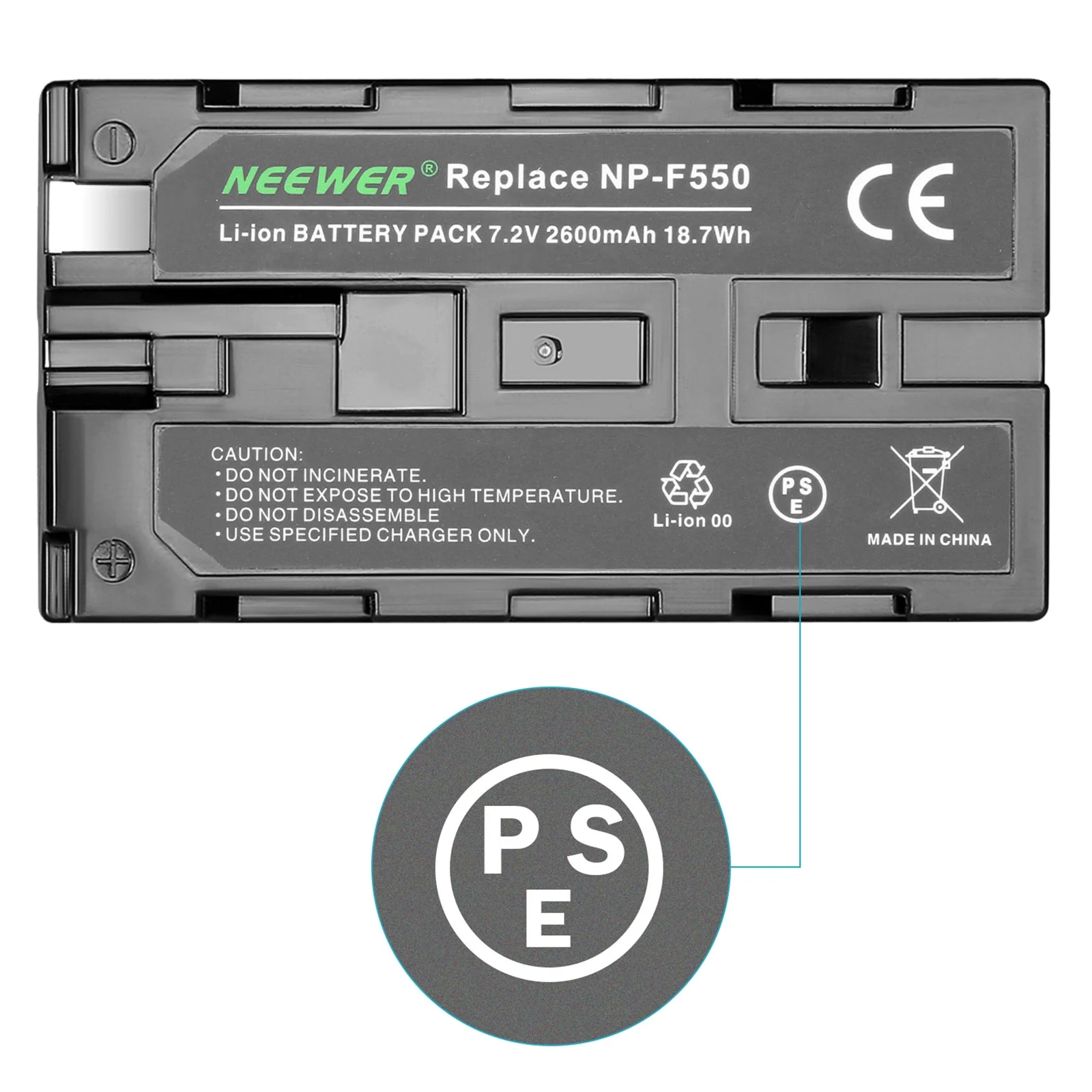 NEEWER 2600mAh Replacement Li-ion Battery for Sony NP-F550/570/530 - Image 3