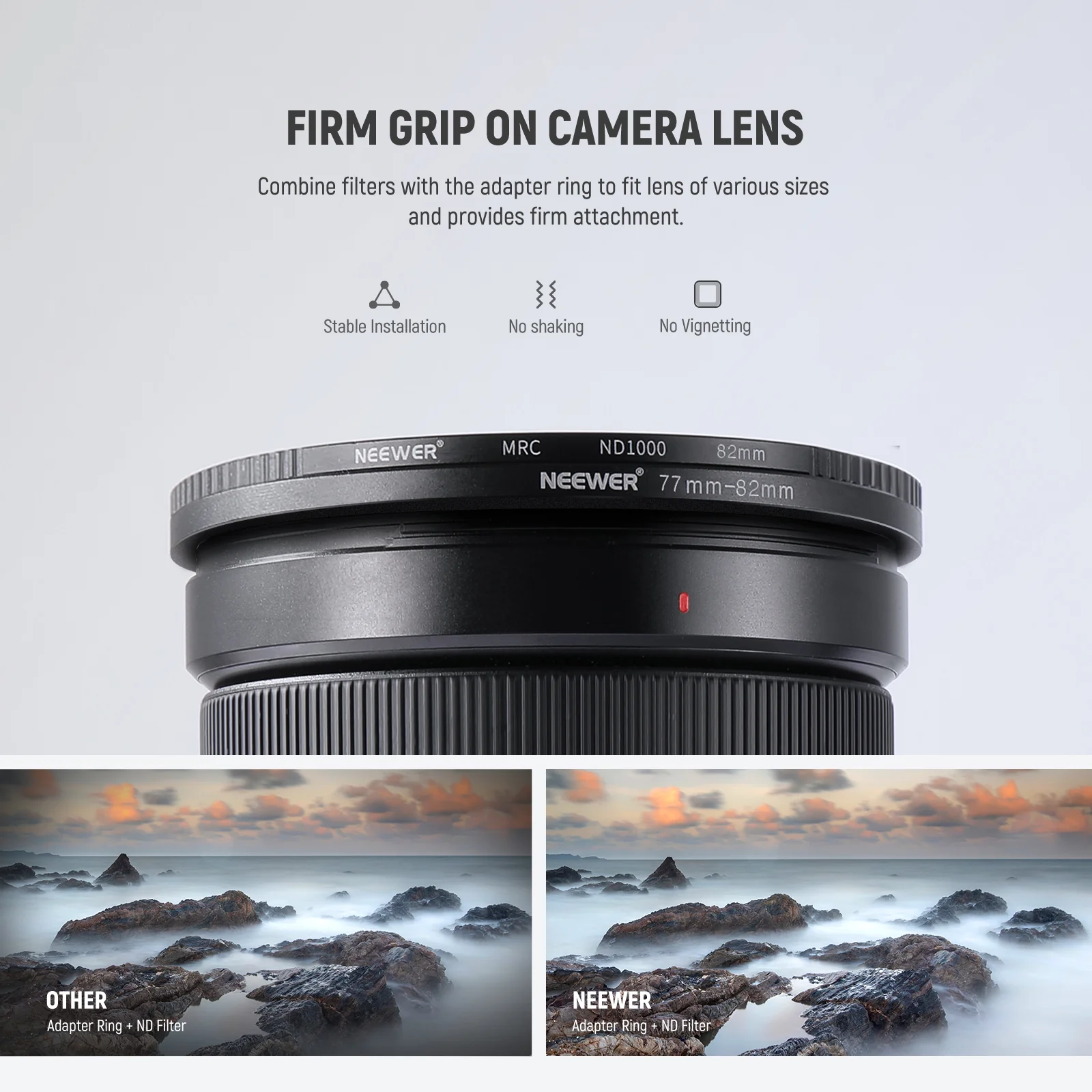 NEEWER 8 Pieces Anodized Aluminum Step-up Adapter Ring Set - Image 5