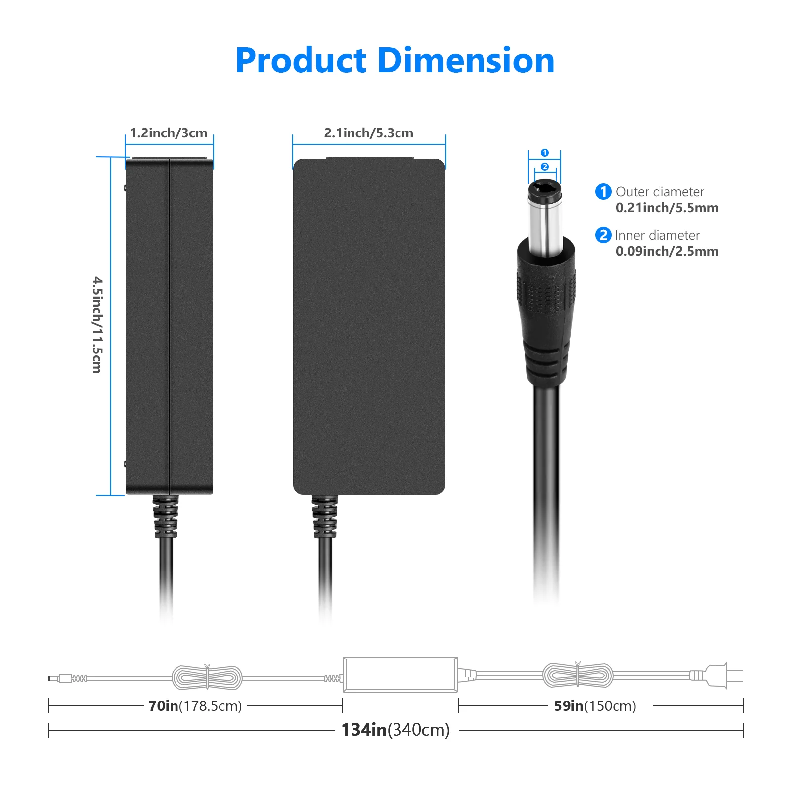 NEEWER AC 100-240V to DC 12V Power Supply Adapter (5A 60W / 3A 36W) - Image 6