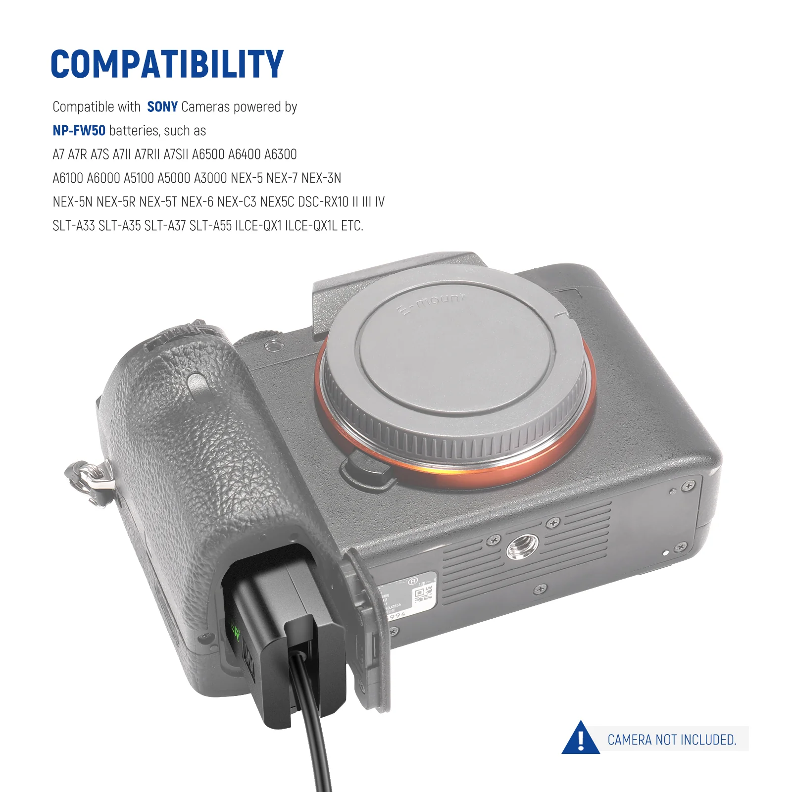 NEEWER NP-FW50 Coupler Dummy Battery For Sony - Image 6