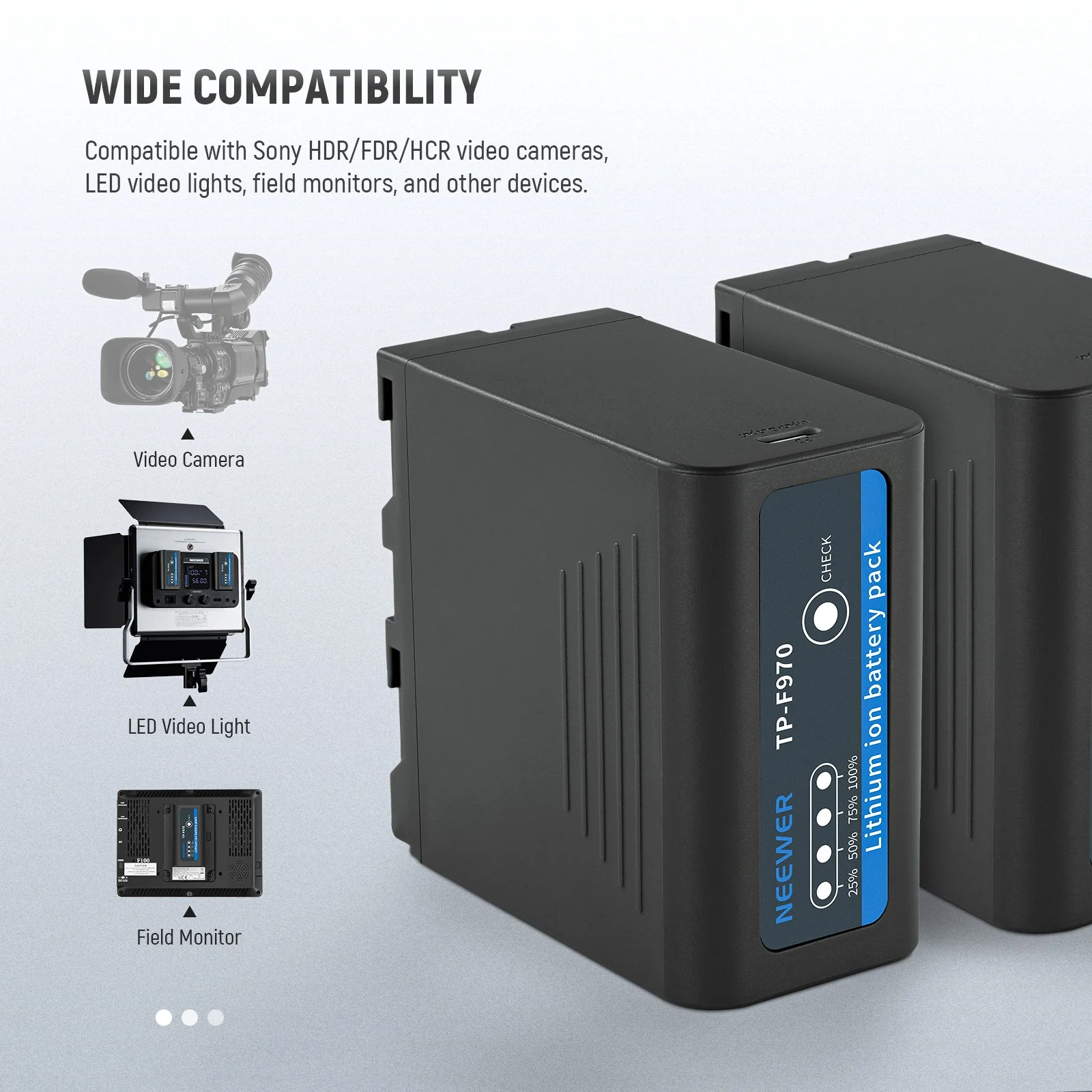 NEEWER BASICS TP-F970 2Pcs NP-F970 Replacement Batteries 7800mAh - Image 4