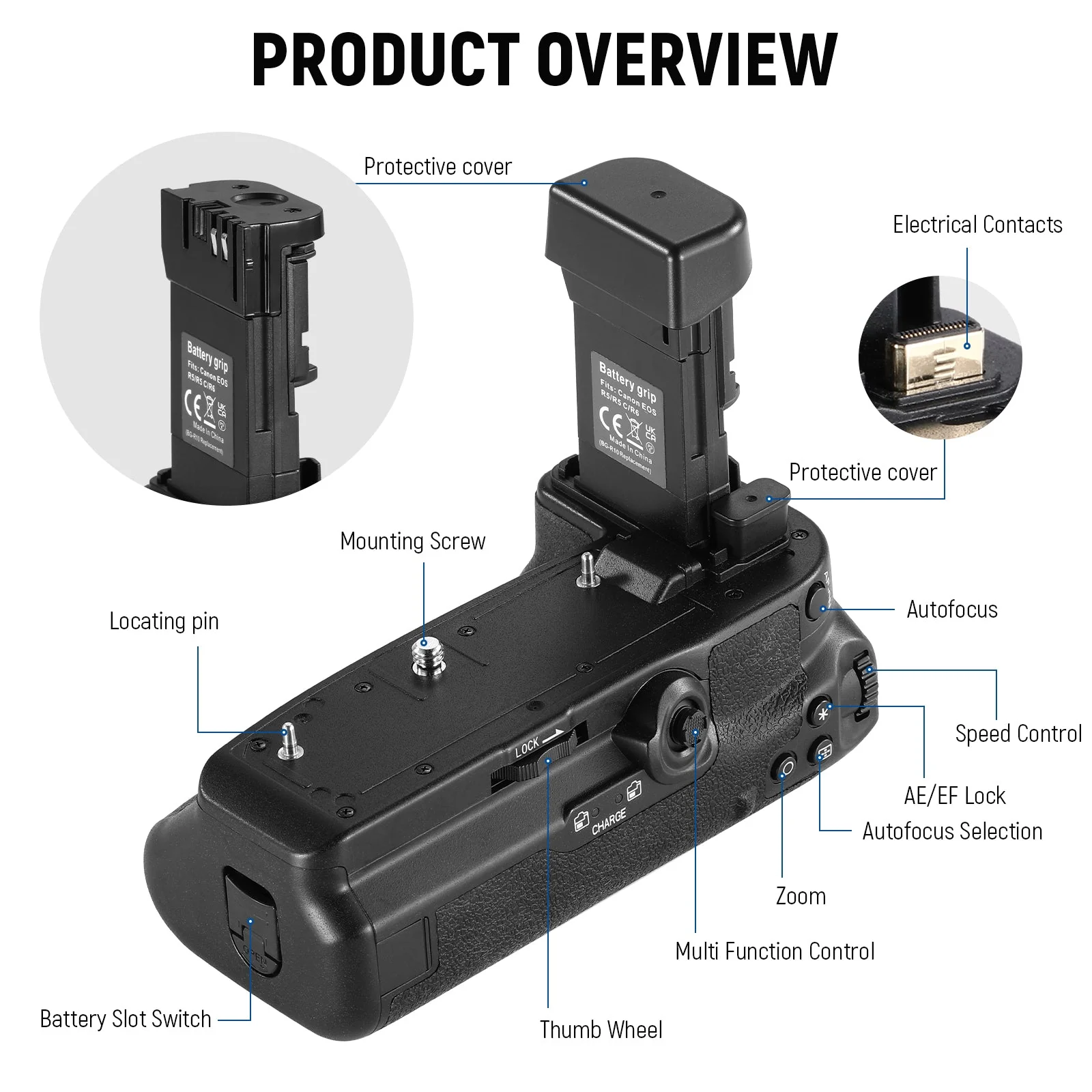 NEEWER BG-R10 Replacement Battery Grip for Canon EOS R5 R5C R6 R6 Mark II - Image 3