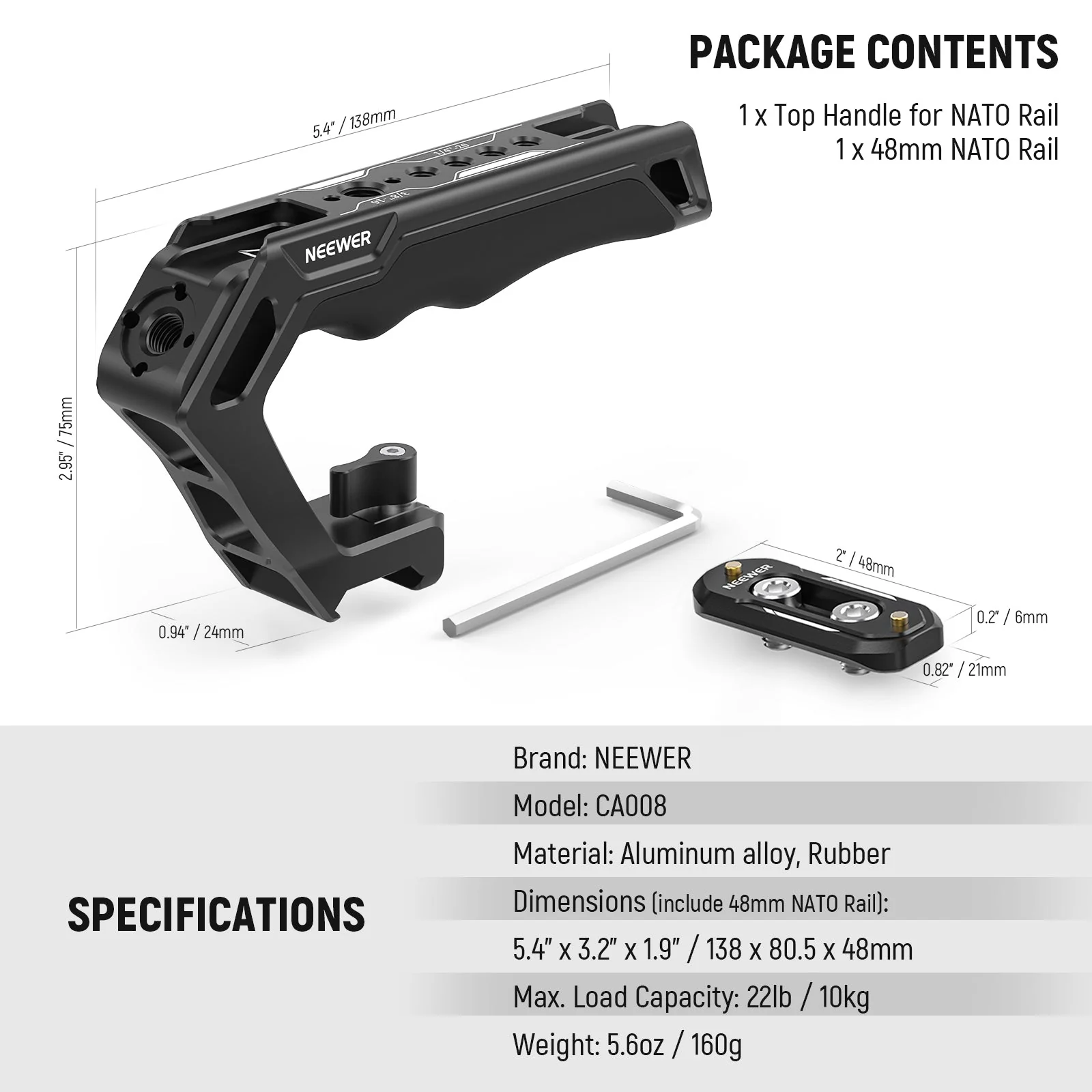NEEWER CA008 Top Handle and NATO Rail Kit - Image 9