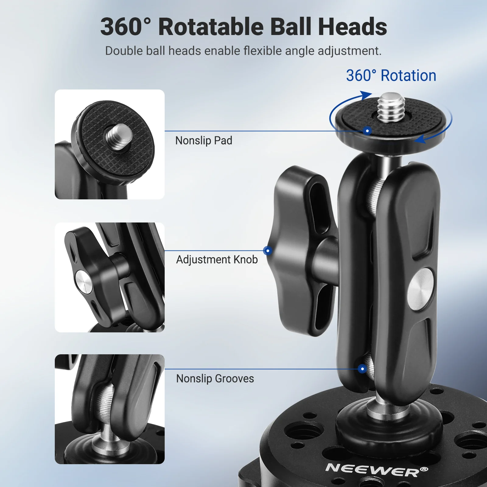 NEEWER CA013 6" Camera Suction Mount with Ball Head Magic Arm - Image 5