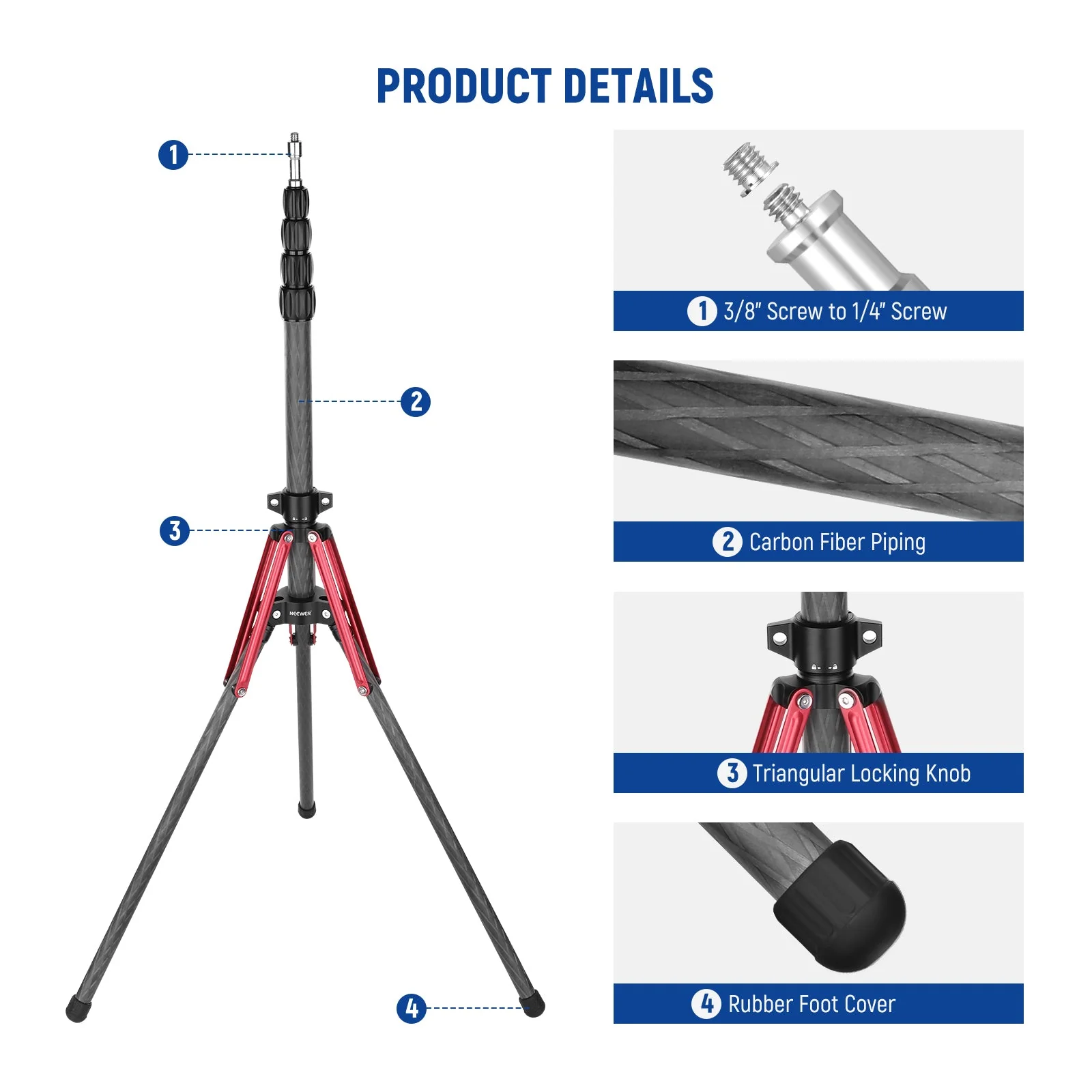 NEEWER ST210R 220cm Carbon Fiber Light Stand - Image 3