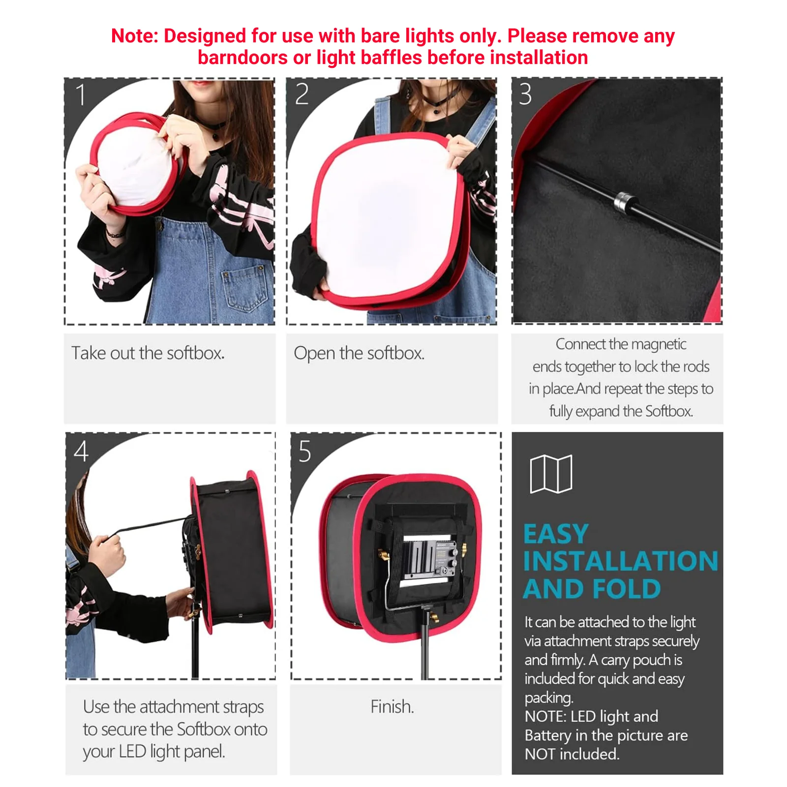 NEEWER Collapsible Softbox For NEEWER 480/660/530 Panel light - Image 5