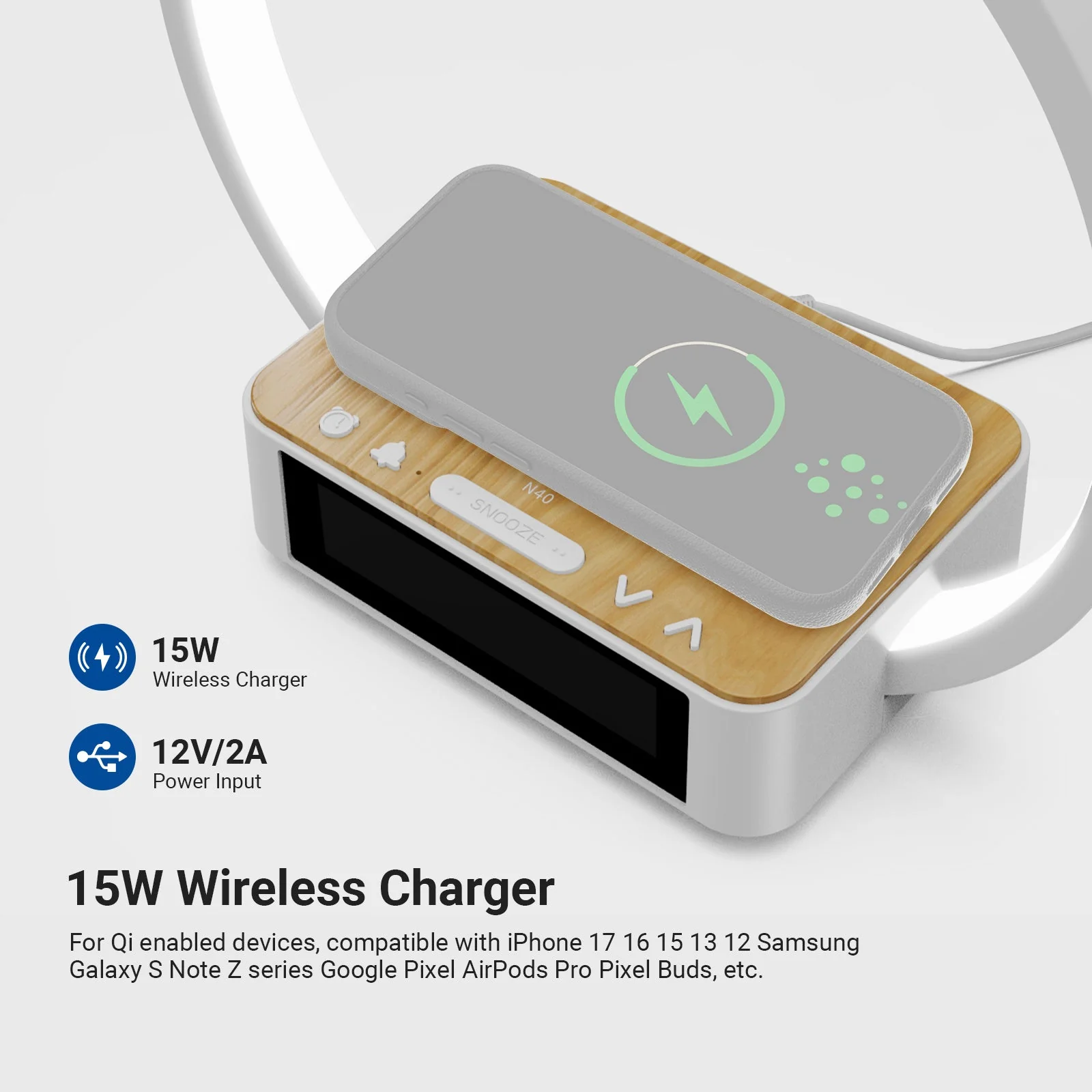 NEEWER ENTRY LEVEL VERSION N40 Bedside Lamp with 15W Wireless Charging - Image 4