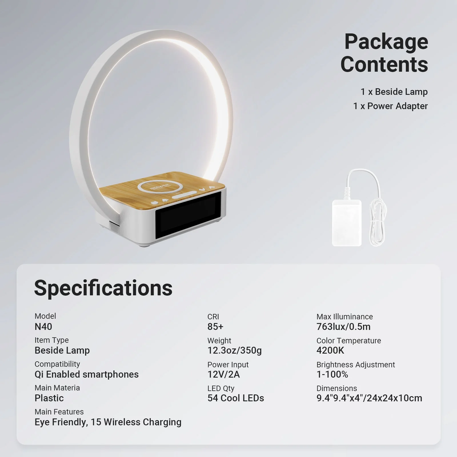 NEEWER ENTRY LEVEL VERSION N40 Bedside Lamp with 15W Wireless Charging - Image 7