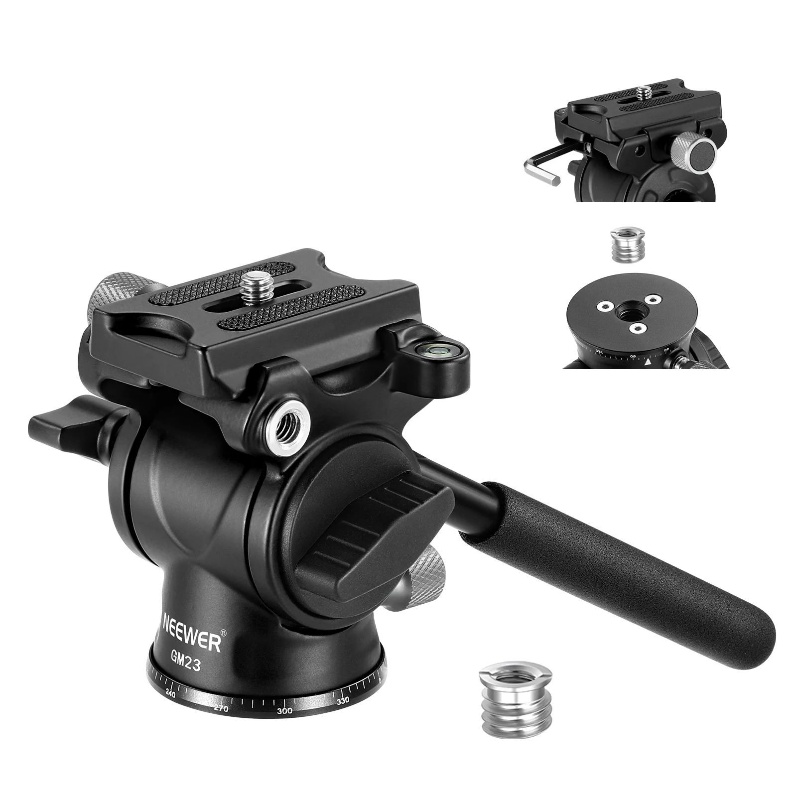 NEEWER GM23 Fluid Tripod Head with Handle & Arca Type Quick Release - Image 9