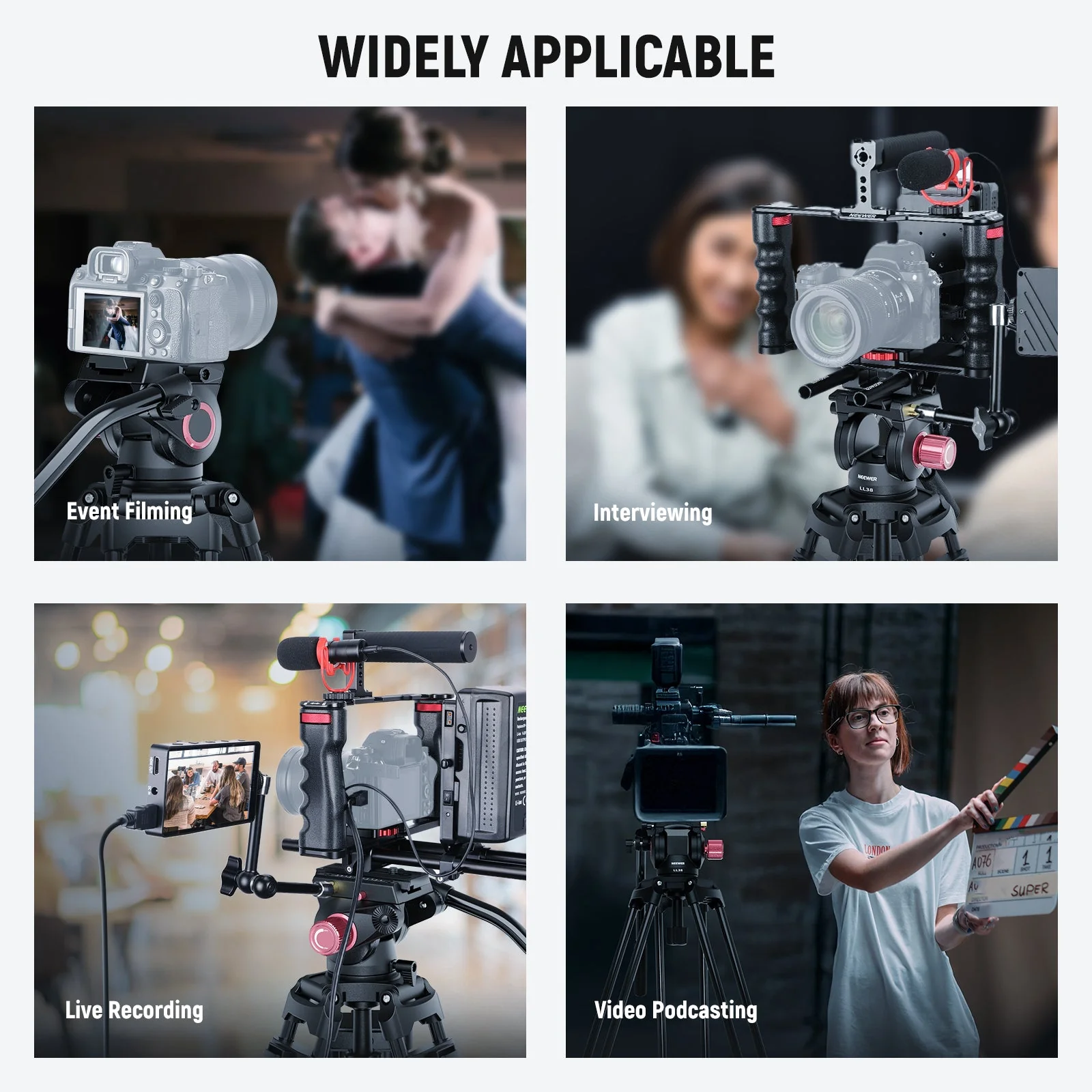 NEEWER LL38 79"/200 cm Video Tripod with Fluid Head - Image 8