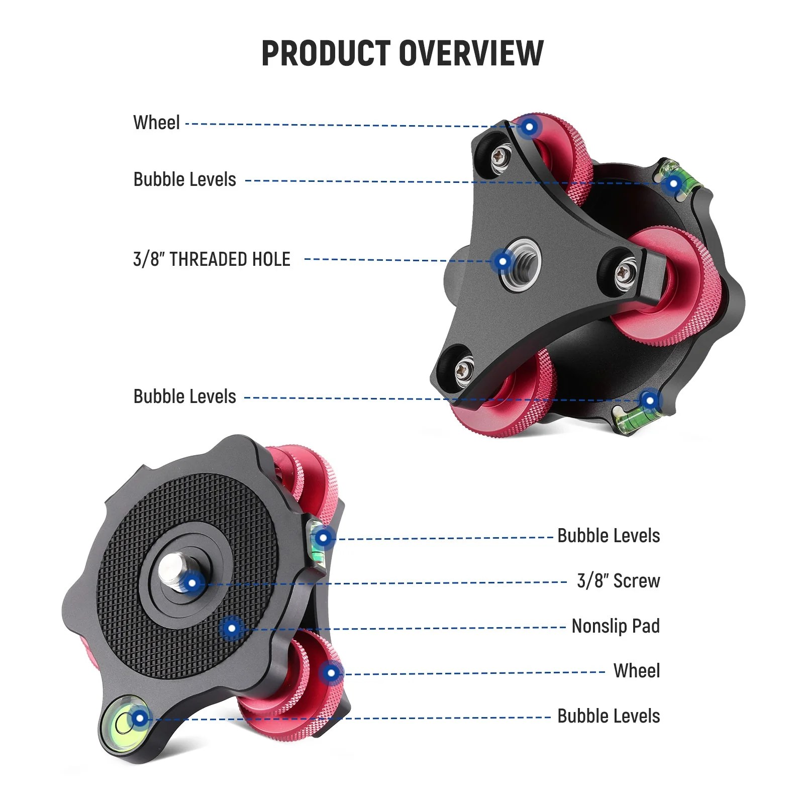 NEEWER LP64 Tripod Head Leveling Base Camera Leveler - Image 6