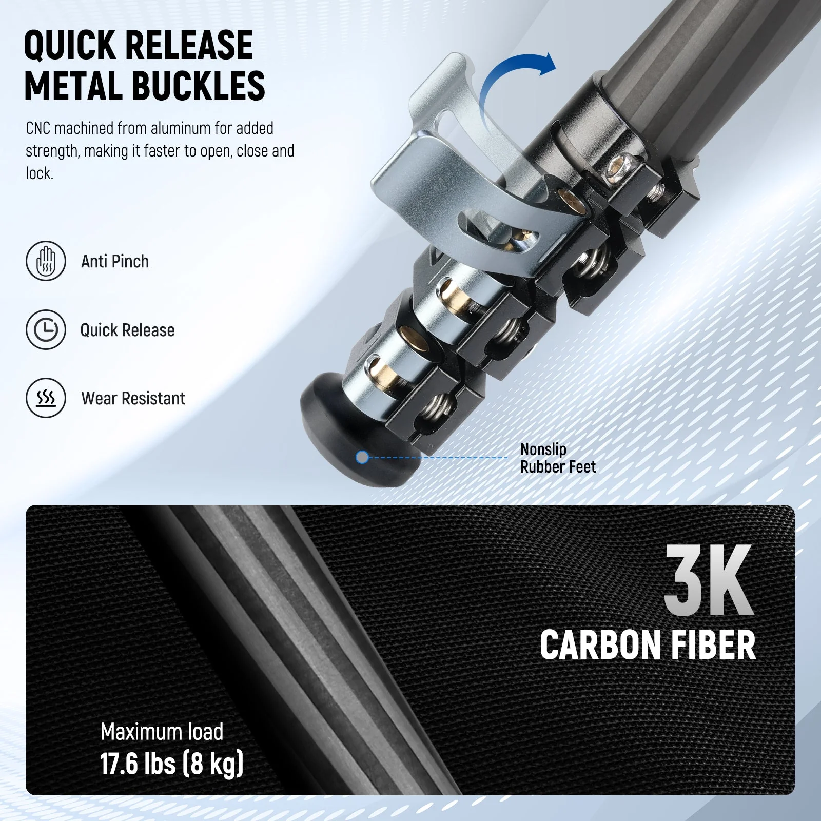 NEEWER LT36/LT37 60.4" Carbon Fiber Travel Tripod - Image 17