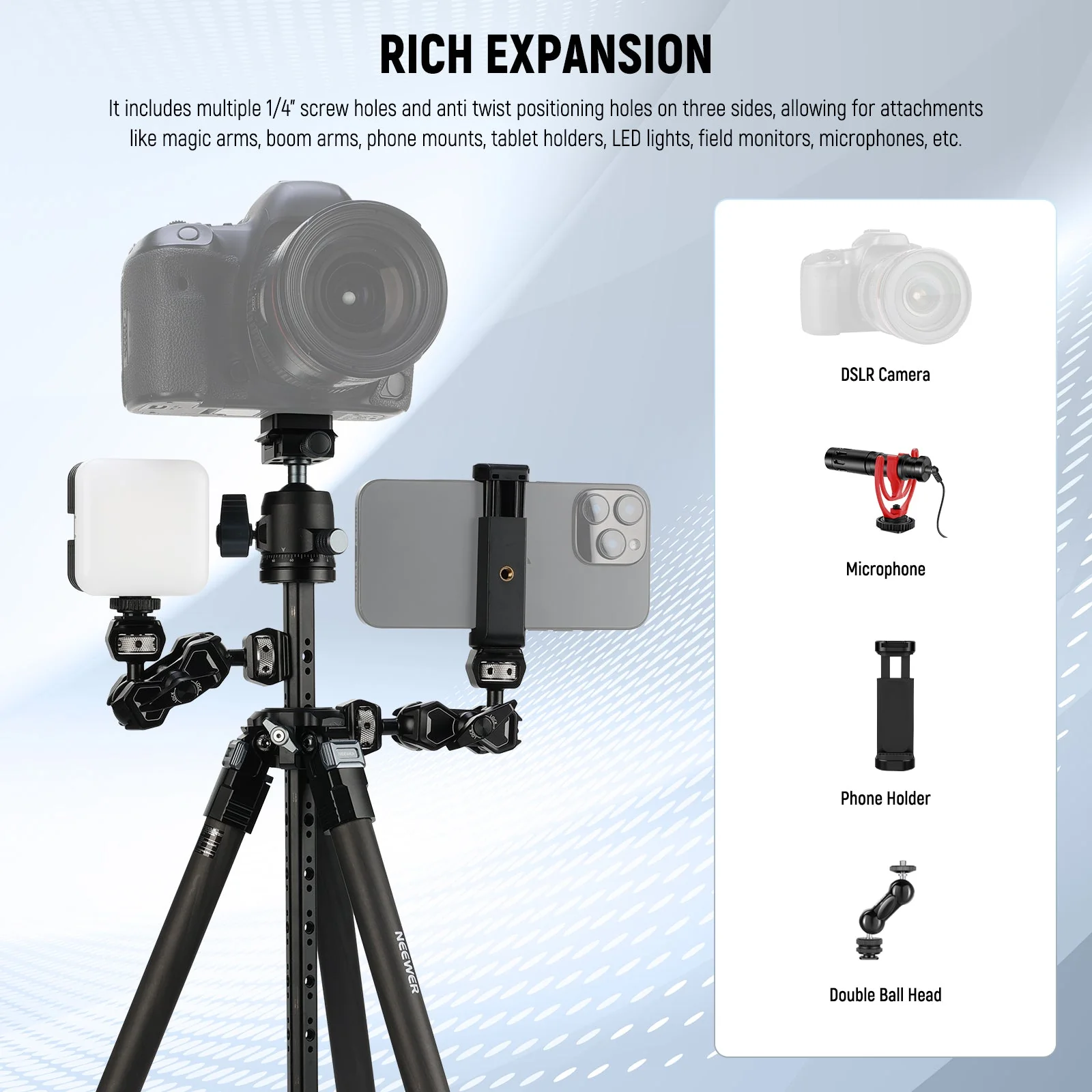 NEEWER LT36/LT37 60.4" Carbon Fiber Travel Tripod - Image 7