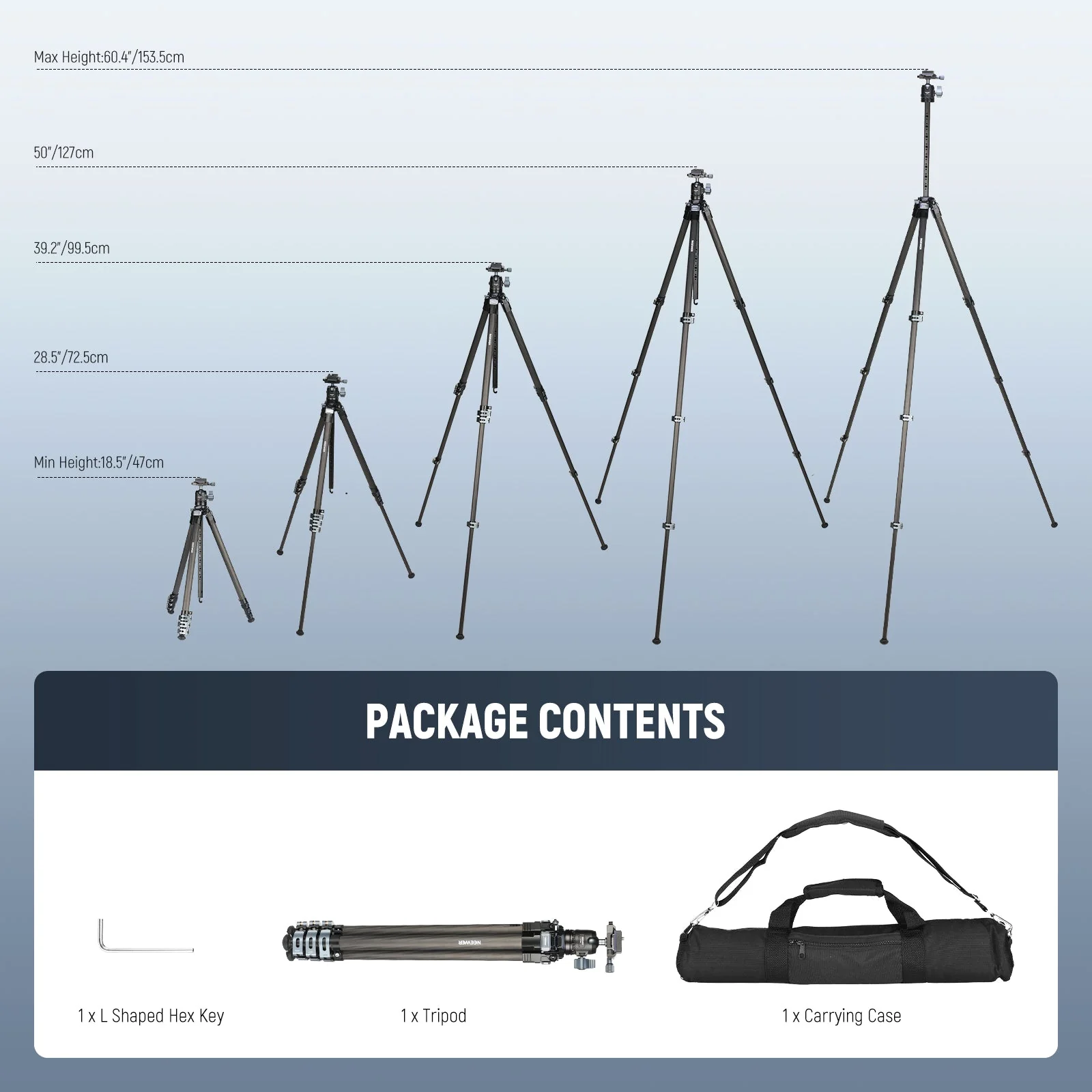 NEEWER LT36/LT37 60.4" Carbon Fiber Travel Tripod - Image 9