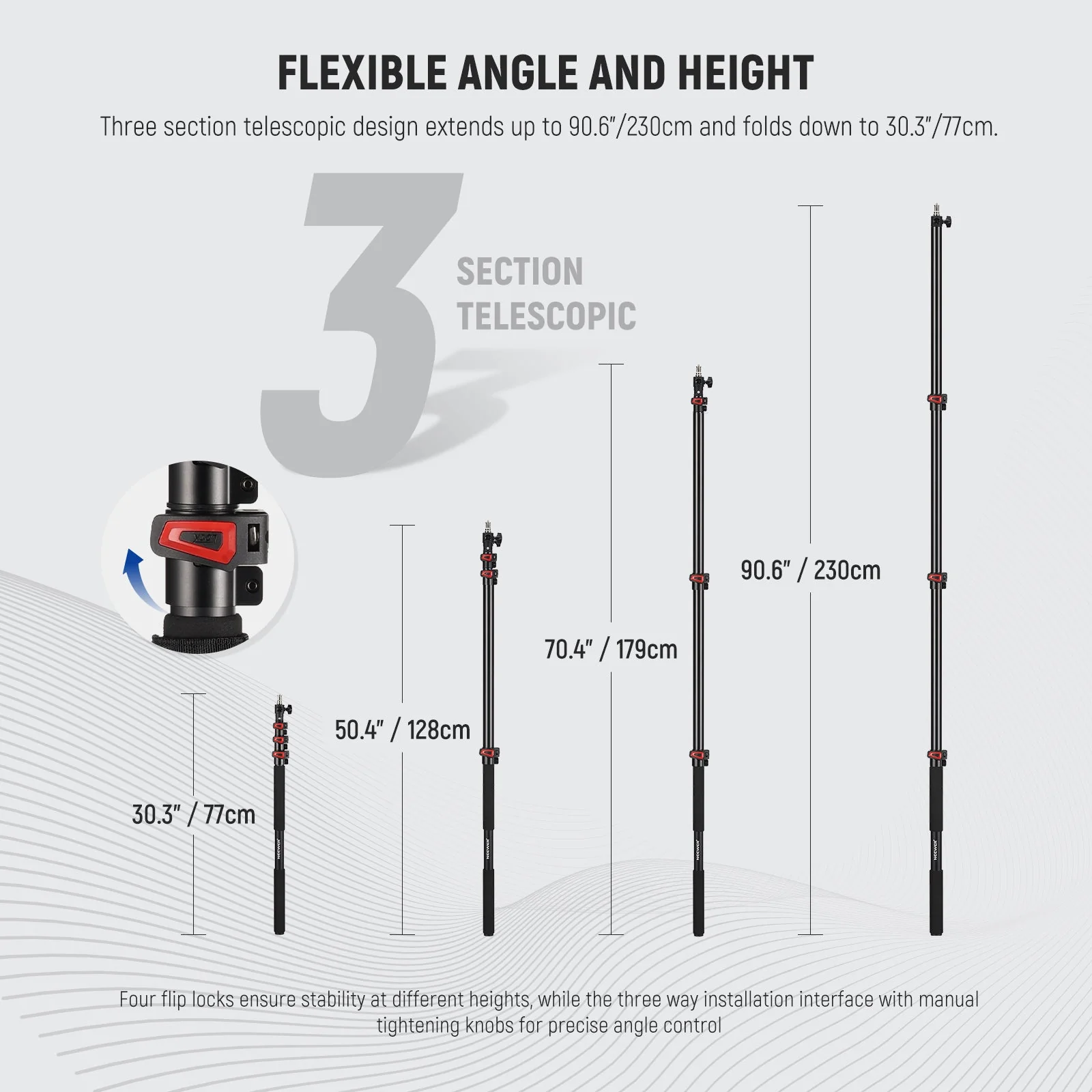 NEEWER MS-230C 230cm Handheld Boom Pole Stand - Image 3