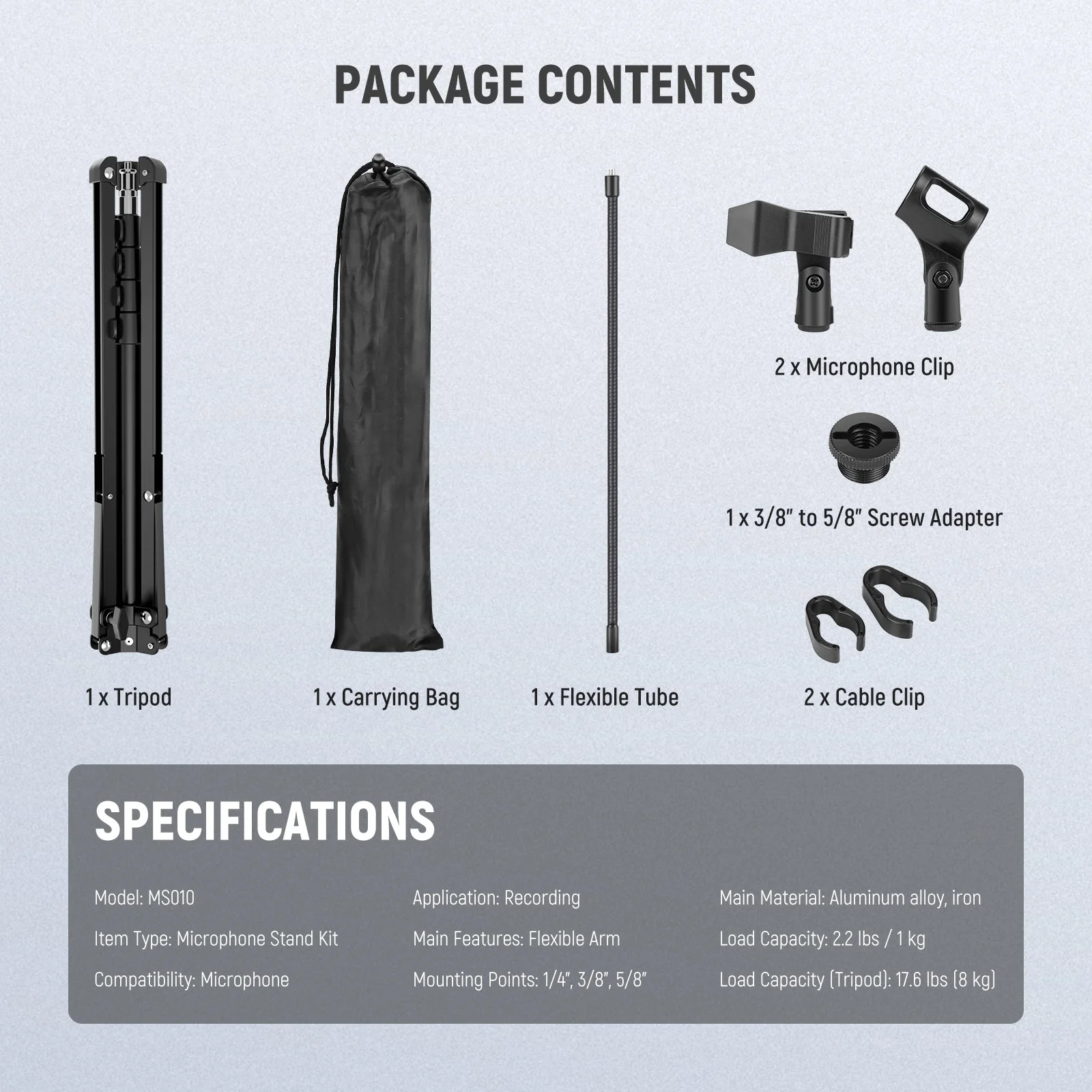 NEEWER MS010 Microphone Stand Tripod - Image 8