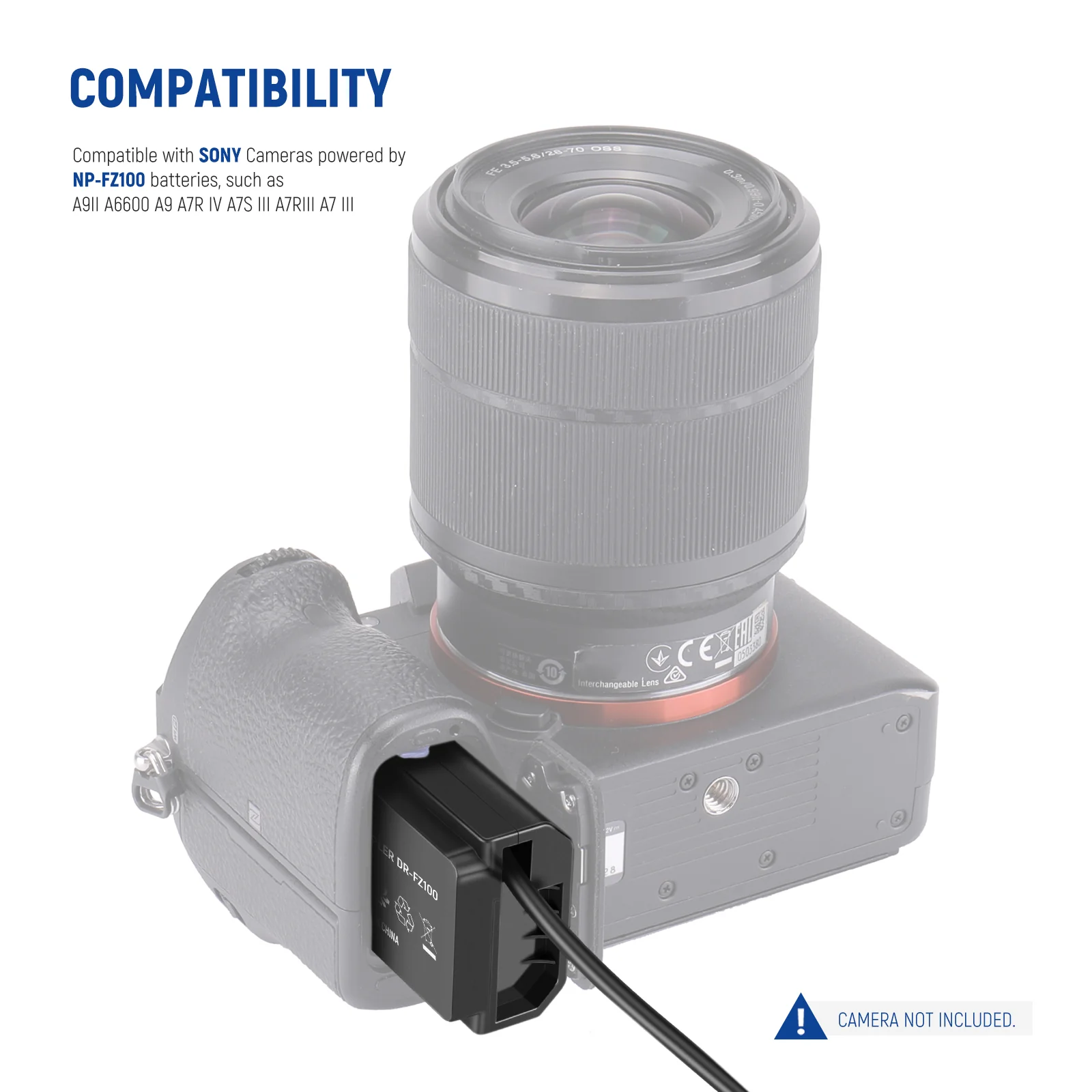 NEEWER NP-FZ100 Sony DC Coupler Dummy Battery Charger Set - Image 6