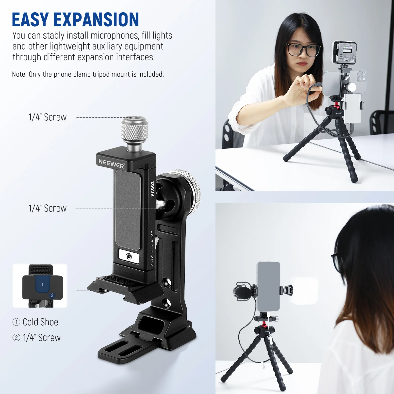 NEEWER PA002 Smartphone Tripod Mount Aluminum Alloy - Image 6