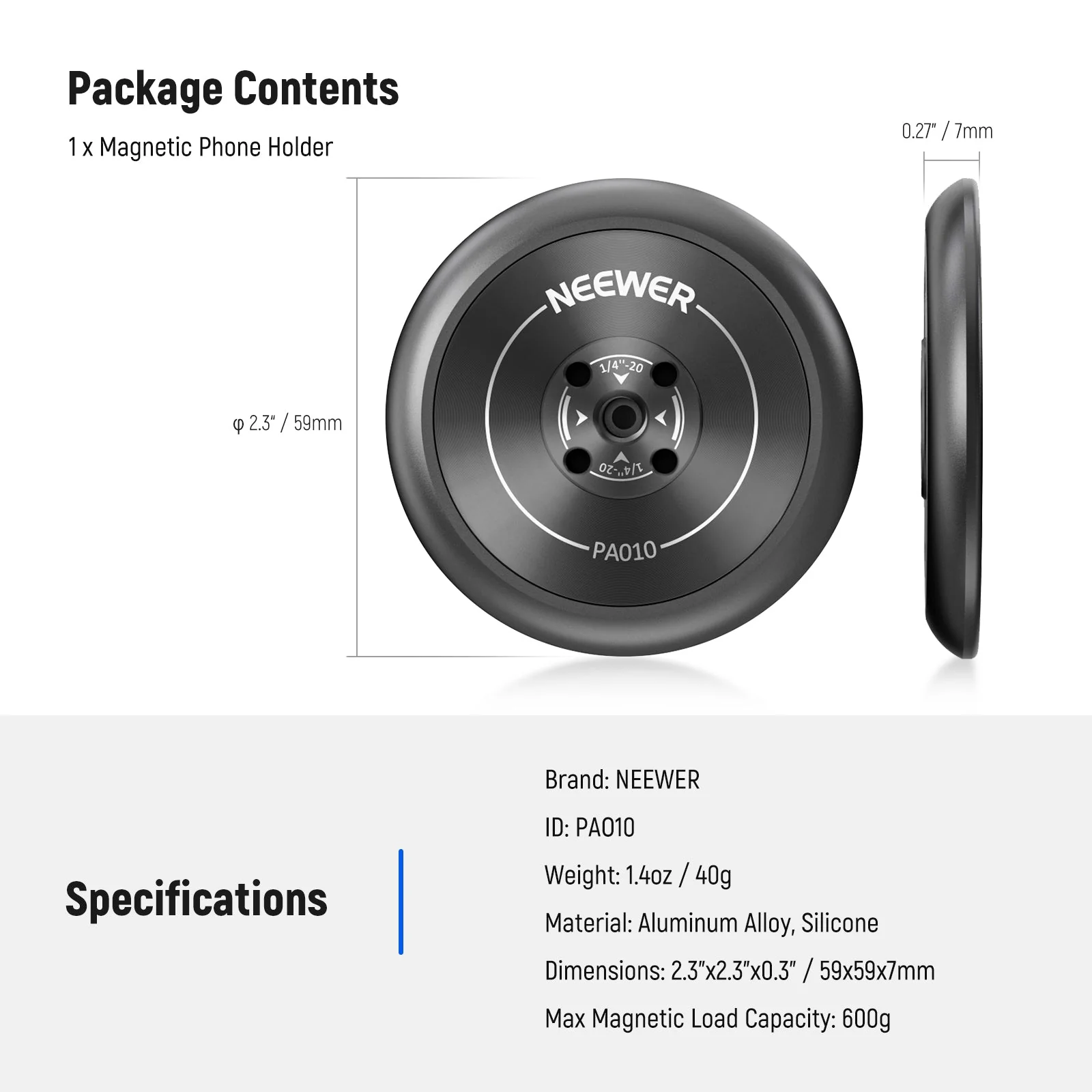 NEEWER PA010 Magnetic Phone Tripod Mount Adapter for iPhone MagSafe - Image 8