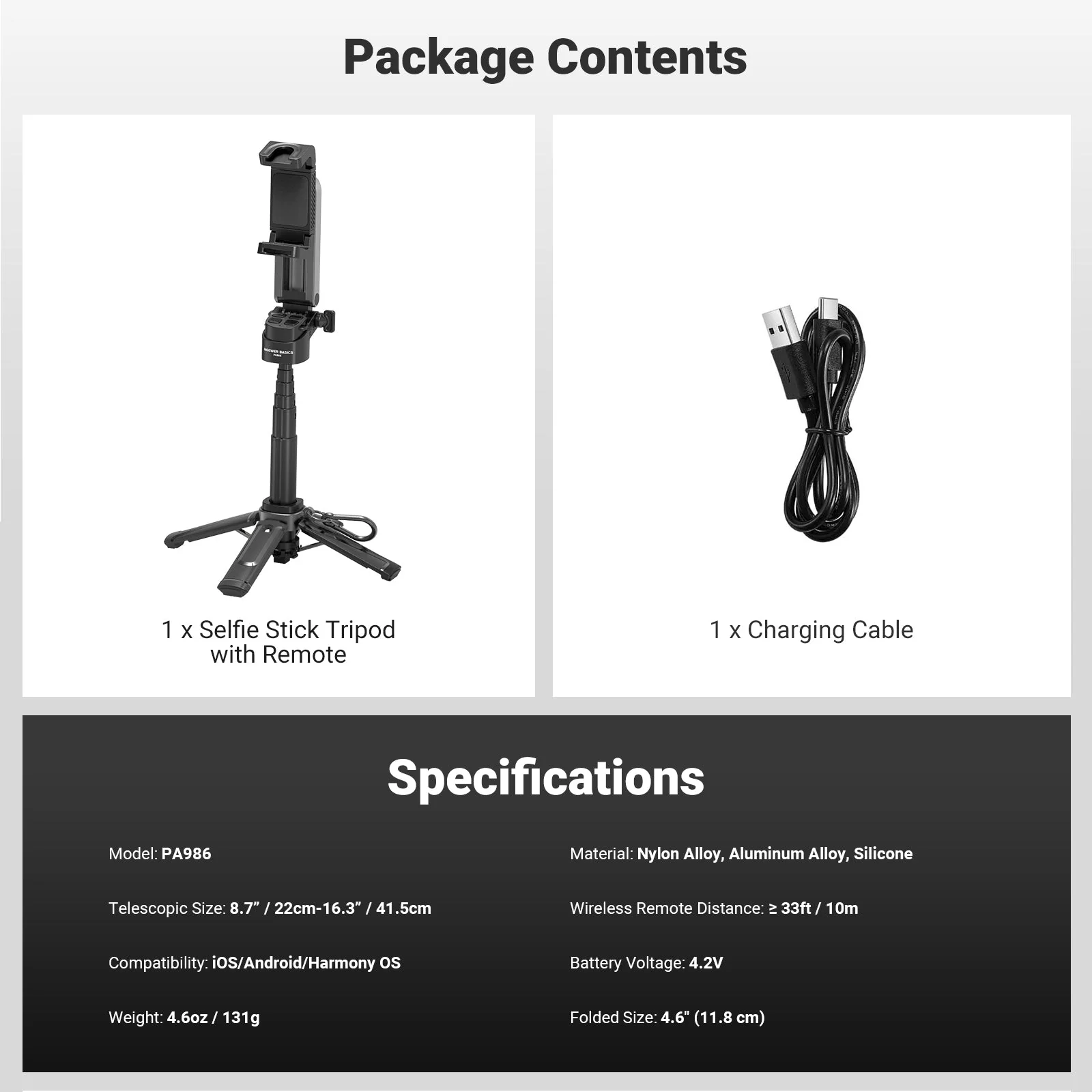 NEEWER BASICS PA986 Mini Phone Tripod Selfie Stick - Image 9