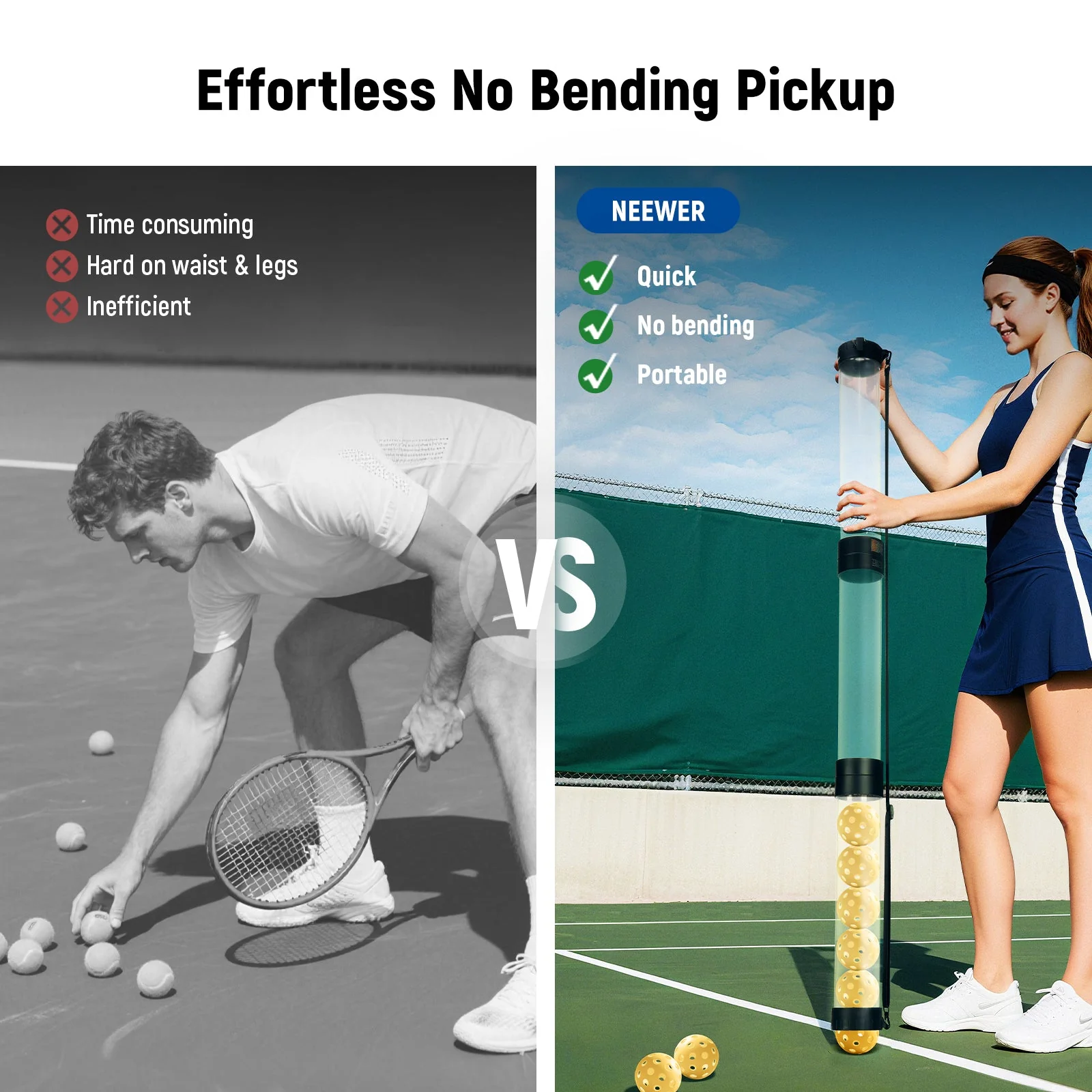 NEEWER PB01S Ball Retriever Tube Hopper for Tennis Balls & Pickleballs - Image 3