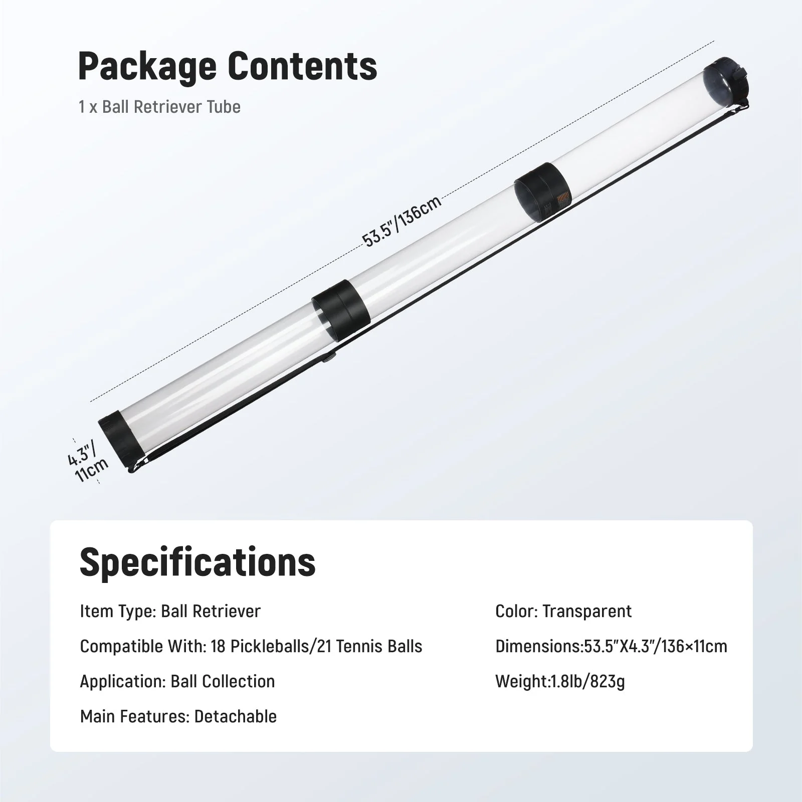 NEEWER PB01S Ball Retriever Tube Hopper for Tennis Balls & Pickleballs - Image 8