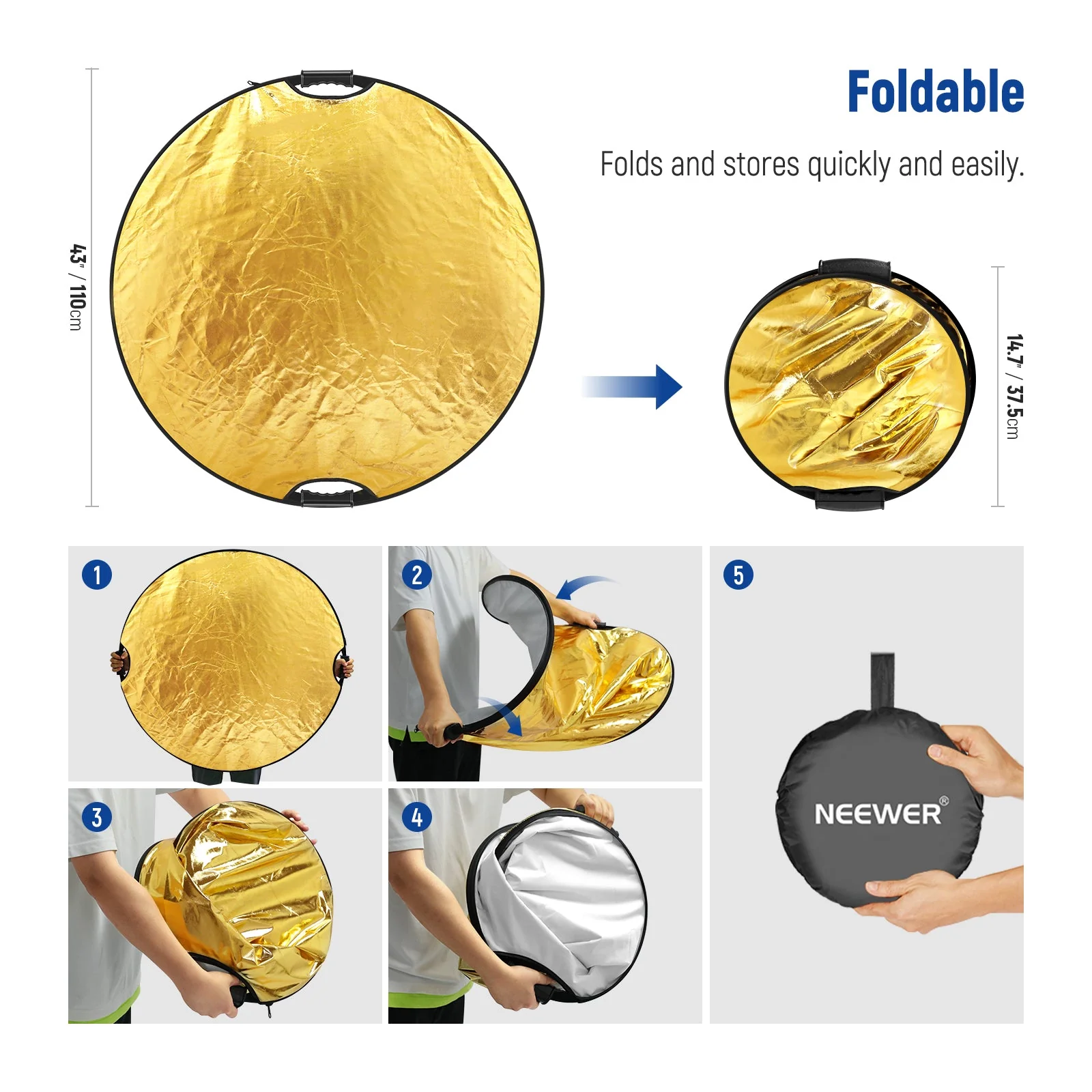 NEEWER RF-80II 5 in 1 Handheld Foldable Light Reflector Kit - Image 7