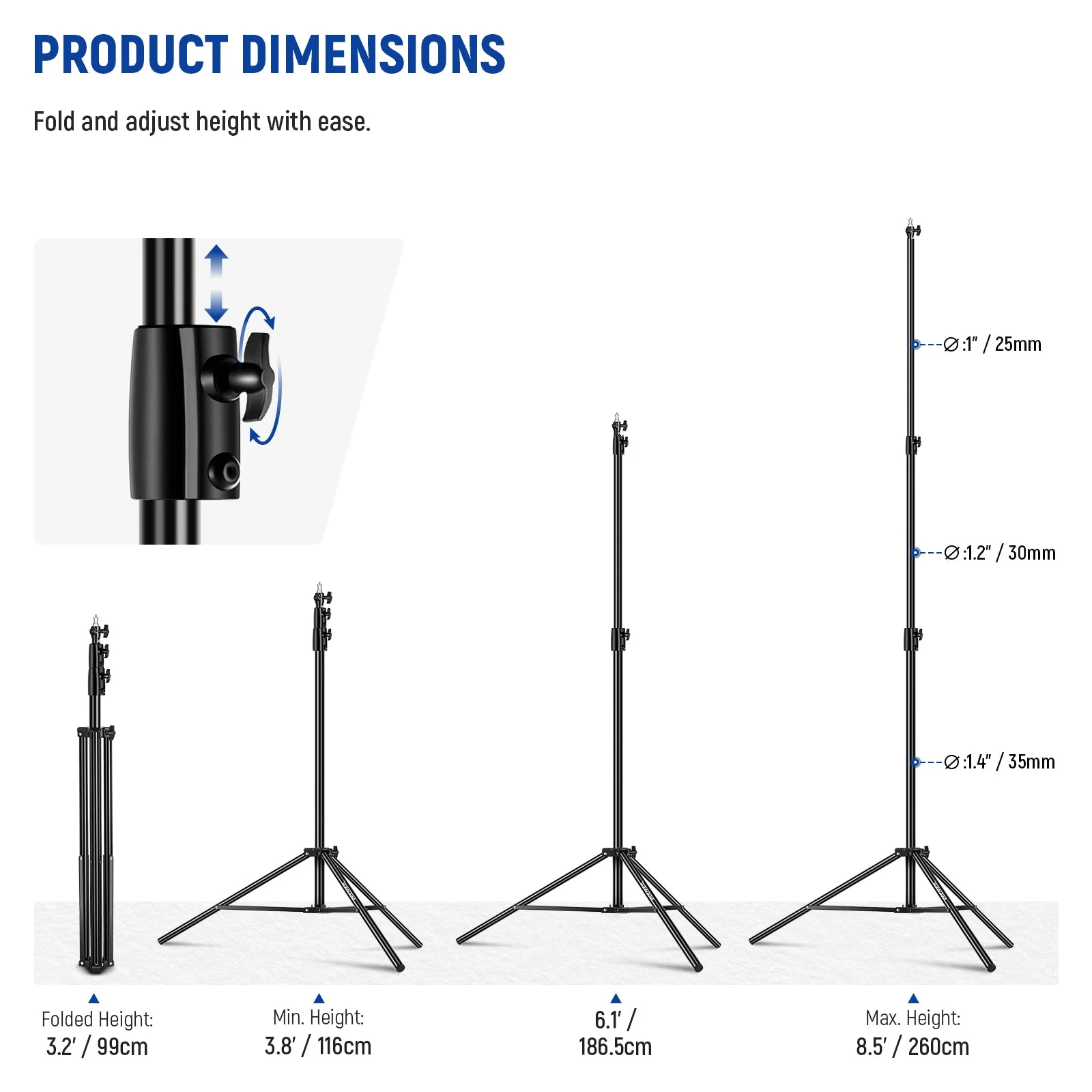 NEEWER ST-260AC 260cm Air Cushioned Light Stand - Image 6