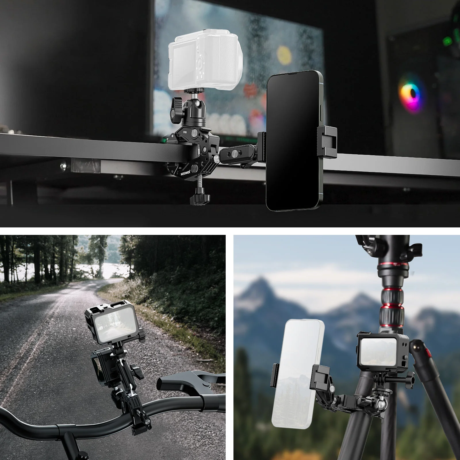 NEEWER ST85 Super Clamp with 3" Dual Ballhead Magic Arm - Image 7