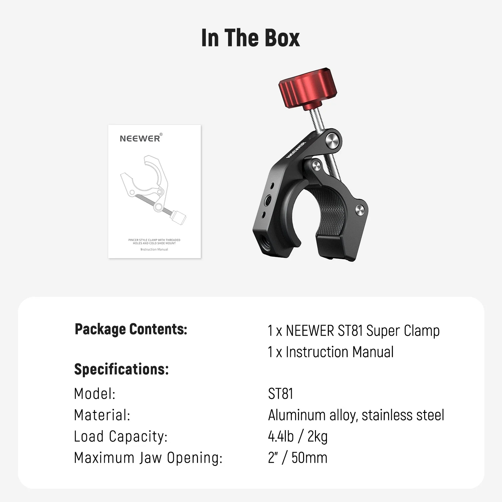 NEEWER ST81 Super Clamp with Cold Shoe - Image 8