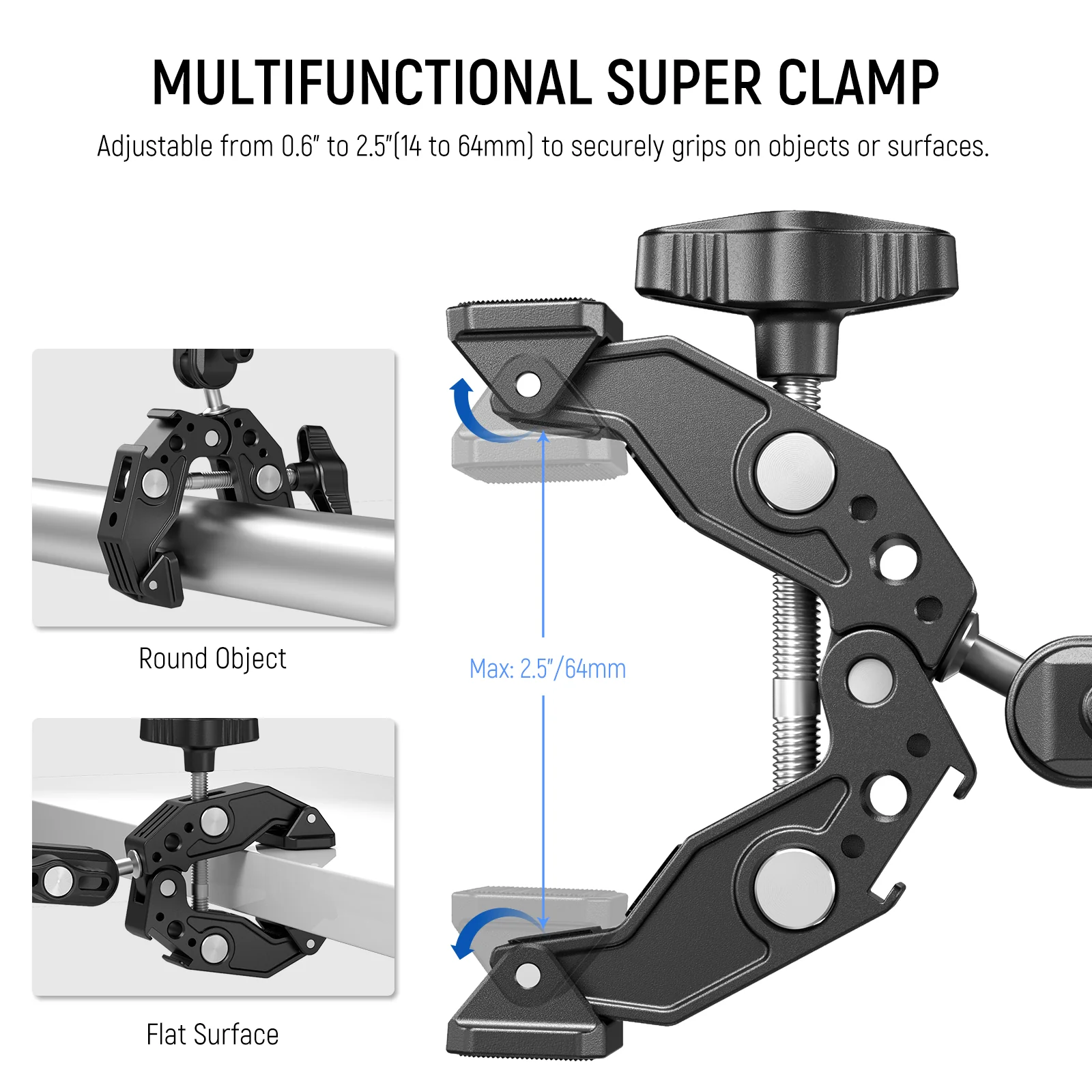 NEEWER ST83 Super Clamp with 3" Dual Ballhead Magic Arm - Image 3