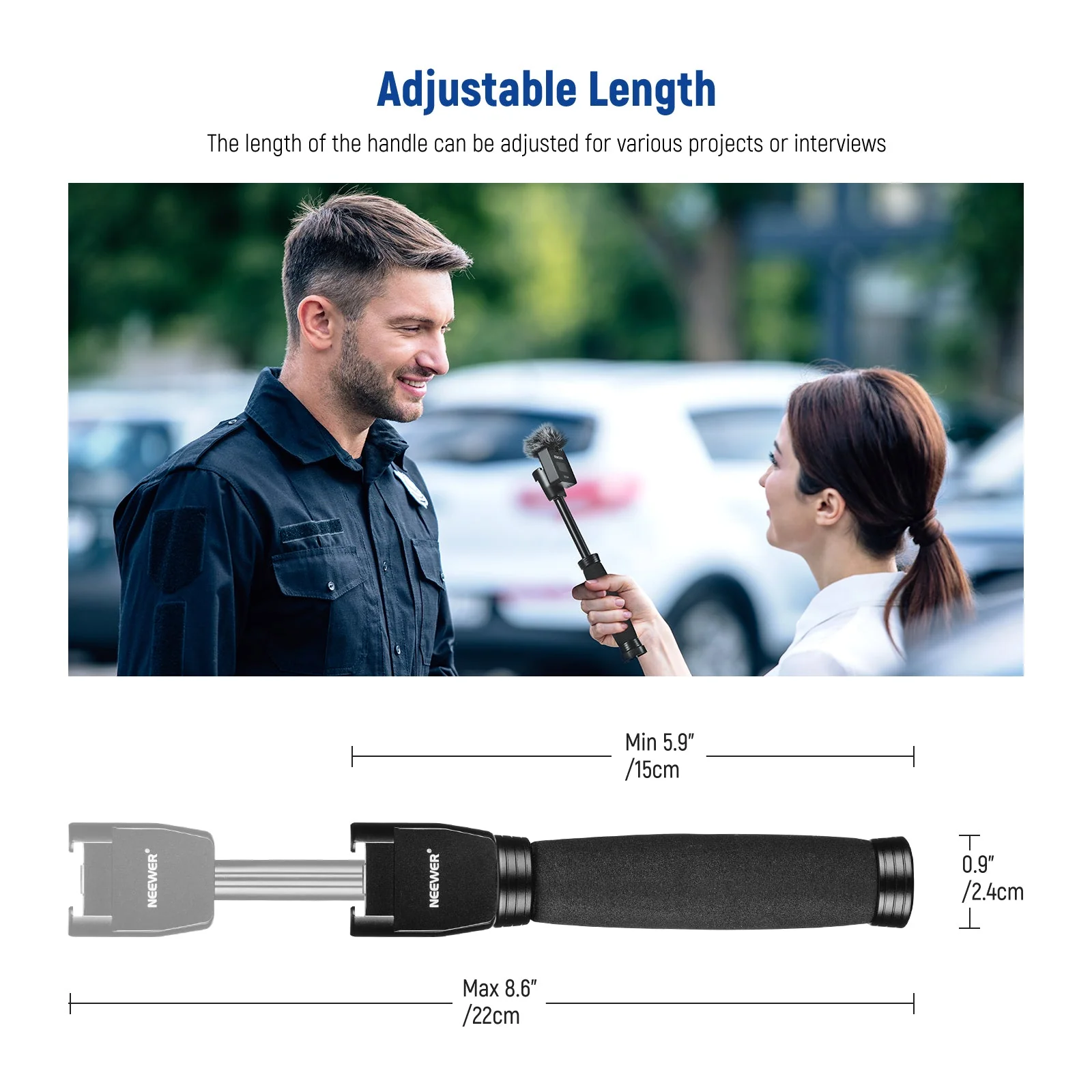NEEWER Telescoping Interview Mic Handle for Wireless Go - Image 3