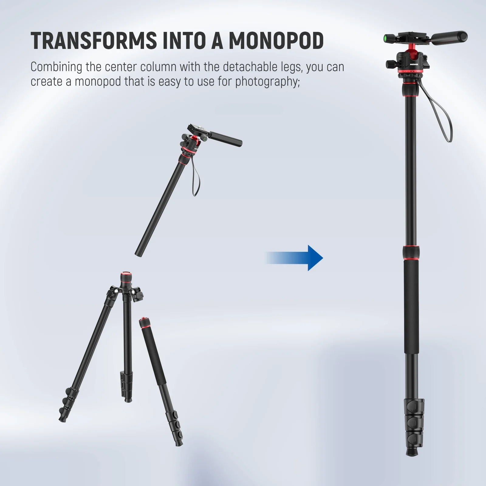 NEEWER TP08 77" Camera Tripod Monopod - Image 6