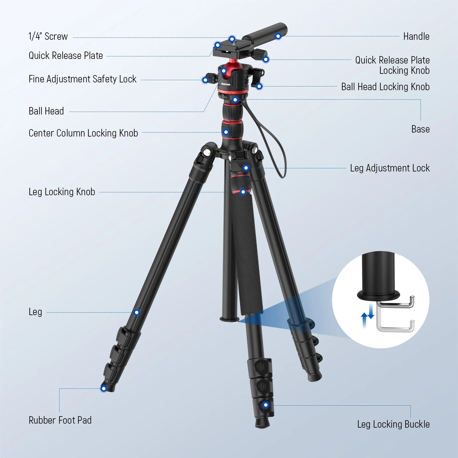 NEEWER TP08 77" Camera Tripod Monopod - Image 8